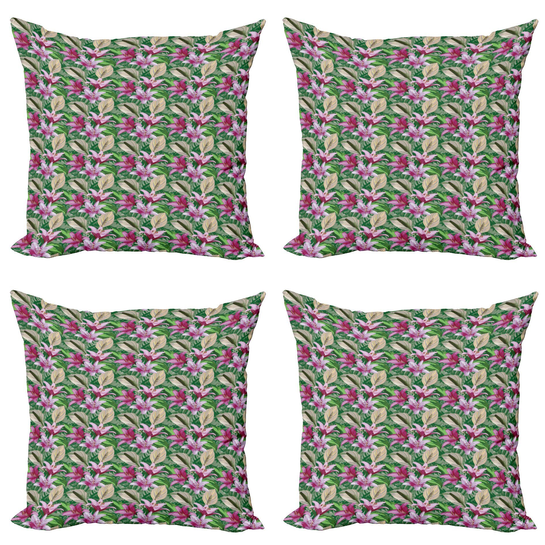 Kissenbezüge Modern Accent Doppelseitiger Digitaldruck, Abakuhaus (4 Stück), Blume Aquarelle Lily Garden