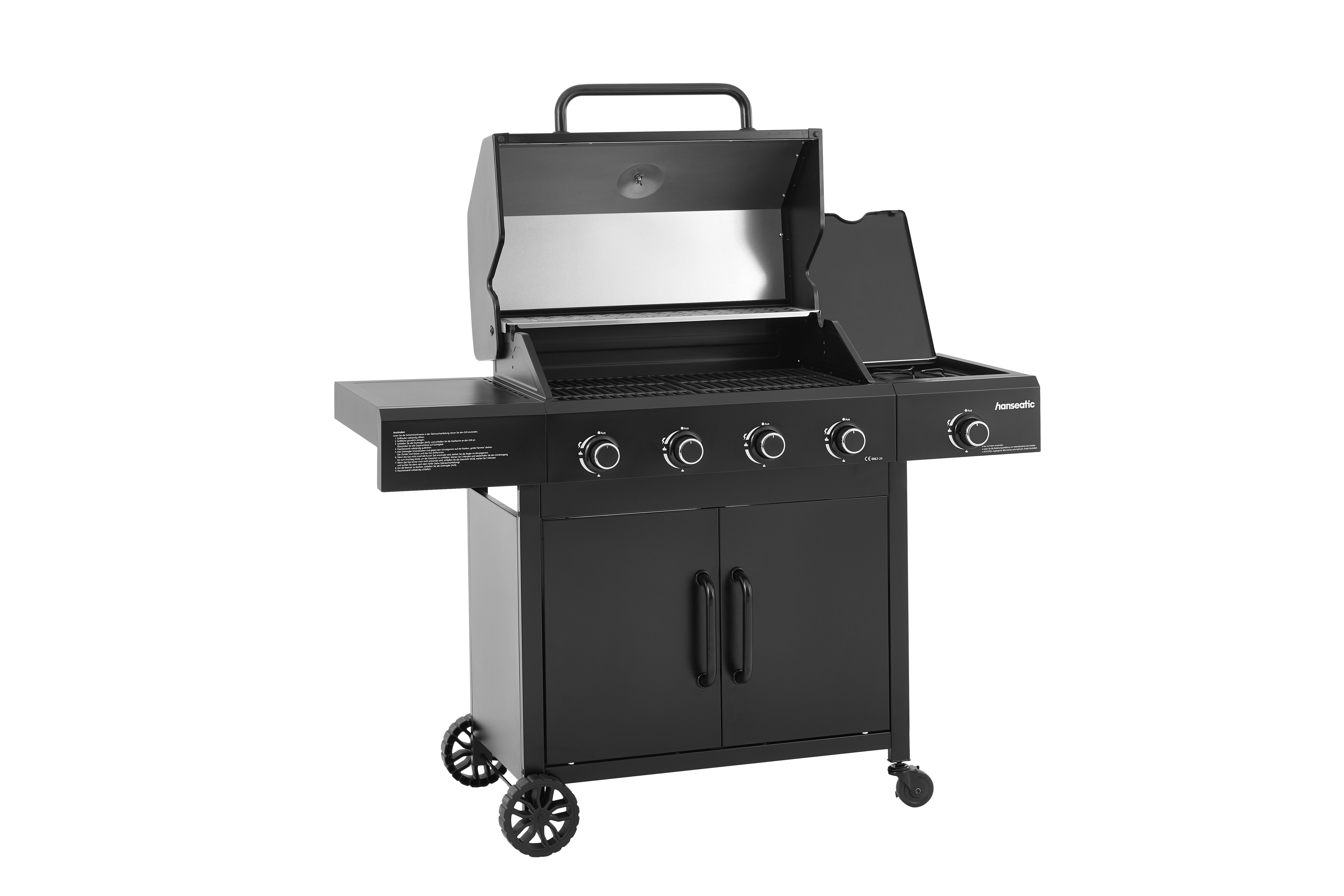 Hanseatic Gasgrill 4-Brenner Rockford Black, BxTxH: 112x113x59cm, mit 2 Grillrosten