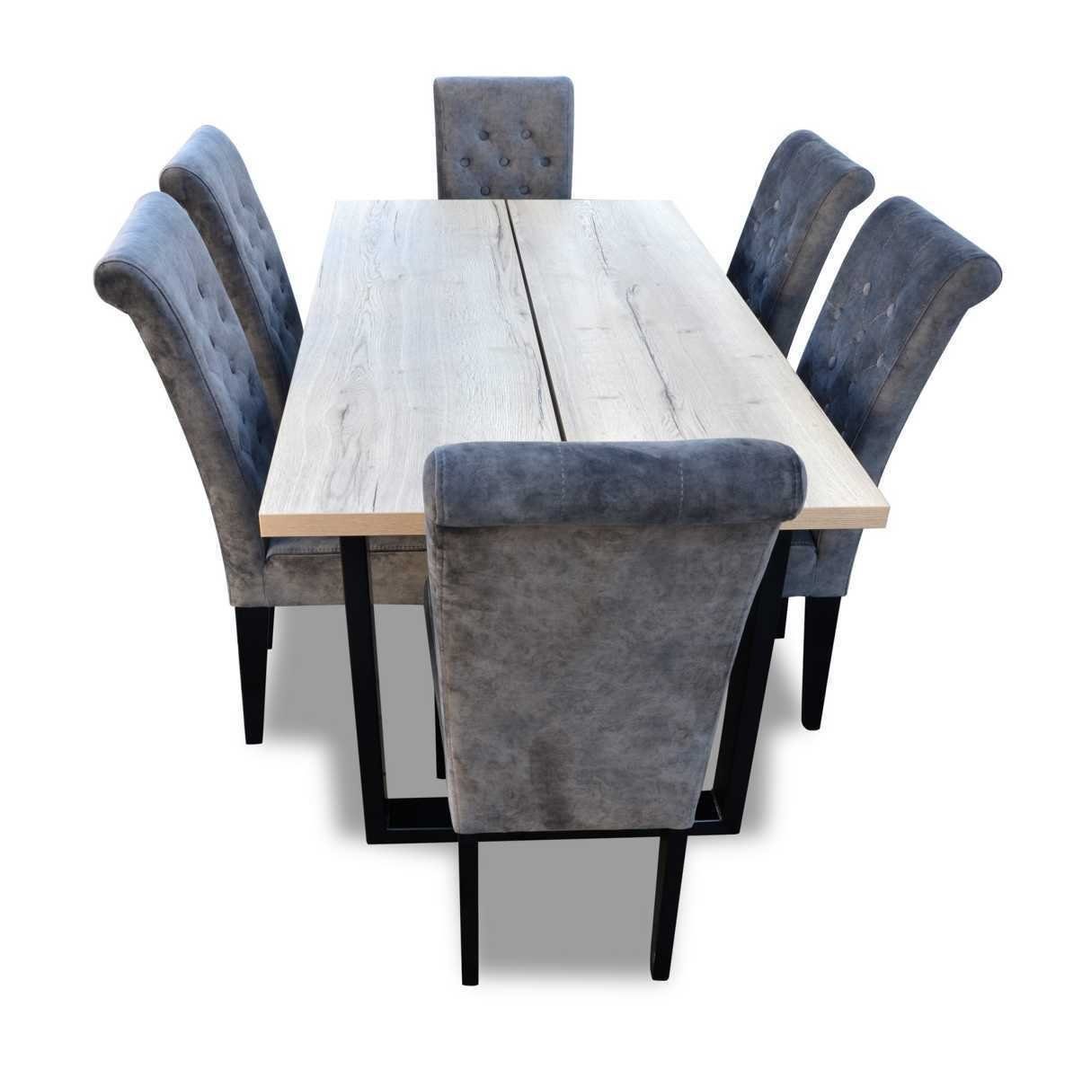 JVmoebel Esszimmer-Set Esstisch Garnitur Tisch + 6x Stühle Esszimmer Stuhl Garnitur Tisch, (7-St., Esstisch, 6x Stühle) Grau