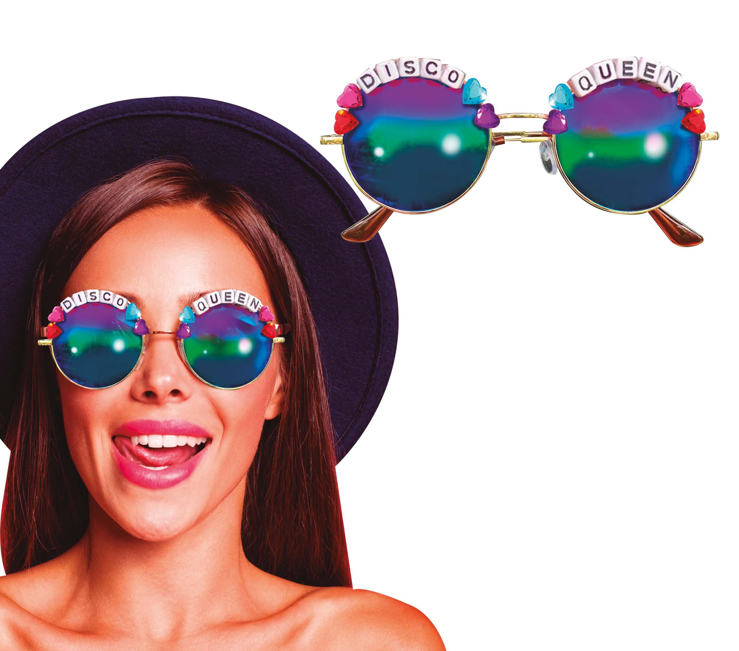 Fiestas Guirca Kostüm, Disco Brille 90s Style Karneval Fasching Party Accessoire Retro Look A, Faschingskostüm, Karnevalskostüm