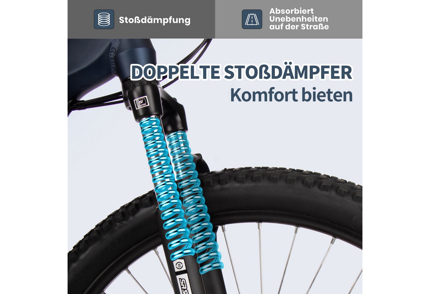 Thumbnail - SAXXX E-Bike Mountainbike Damen Herren 28 Zoll, Everest 2.0, Cityrad Pedelec bis zu 35-90km, 7 Gang Shimano Acera Schalt...