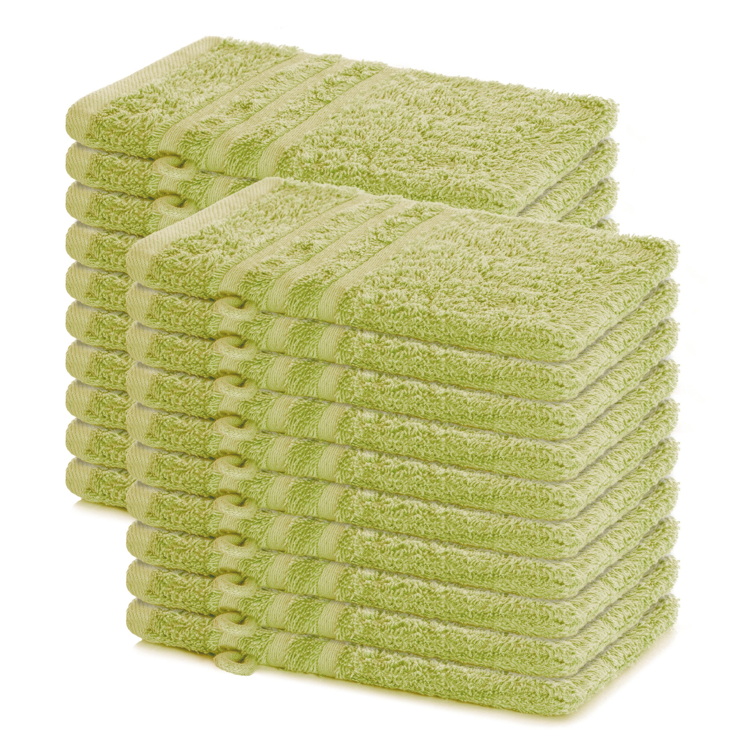 Lavea Waschhandschuh 20er Set Waschhandschuhe, 15 x 21 cm, Elena-Frottierserie, Waschlappen, (20-St), 500 g/m² Frottier, weich & saugstark, pflegeleicht