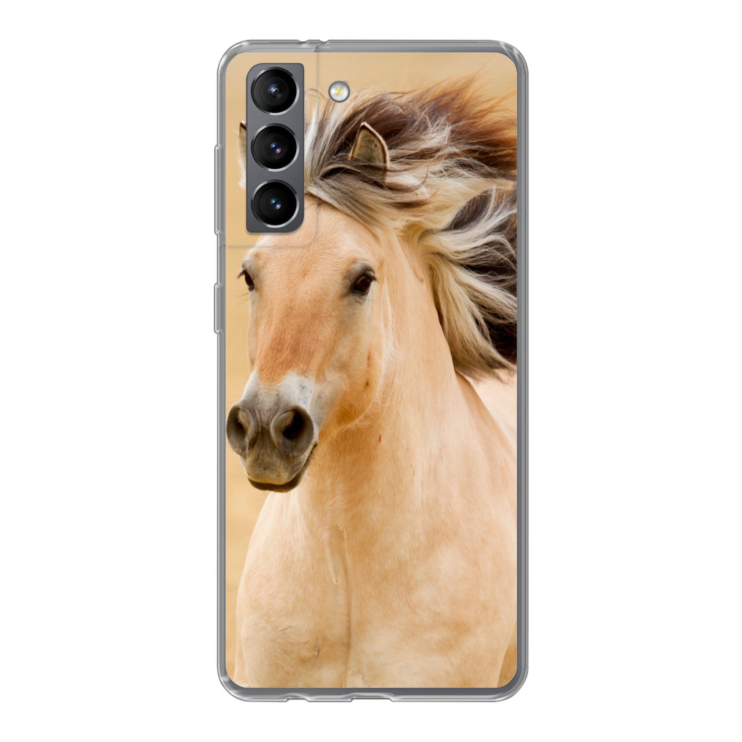 MuchoWow Handyhülle für Samsung Galaxy S21 Pferde - Tiere - Mähne - Porträt, Phone Case, Silikon, Schutzhülle Dünn