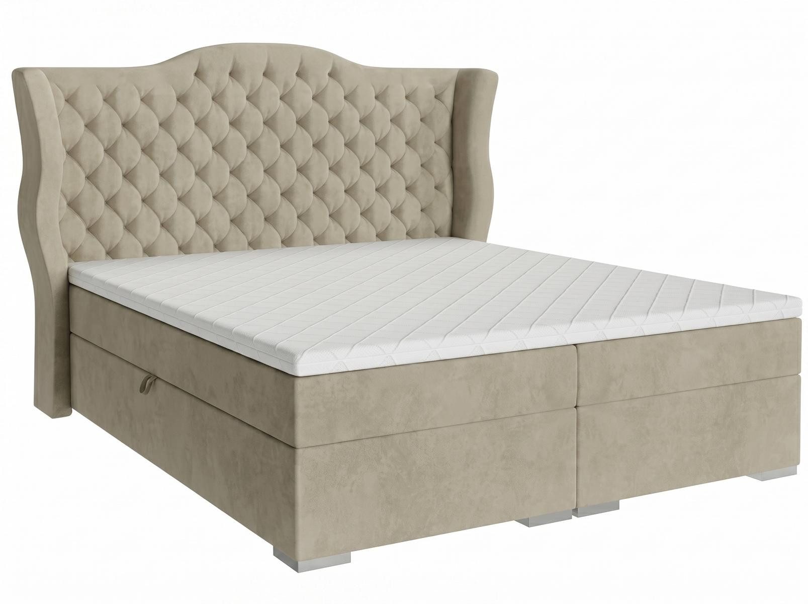 JVmoebel Boxspringbett Beiges Boxspringbett 160 x 200 cm Weiches Bett Moderne Möbel, Made in Europa