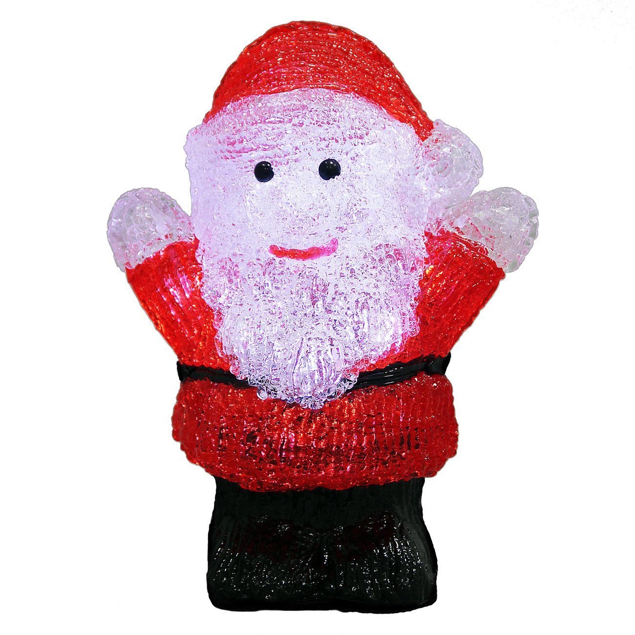 LED mit 18x14x9cm Weihnachtsmann Dekofigur, Figur Deuba Mehrfarbig Weihnachtsdeko Batterie Acryl