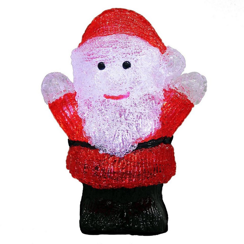 Weihnachtsmann mit Dekofigur, LED Figur Weihnachtsdeko Batterie Deuba 18x14x9cm Acryl