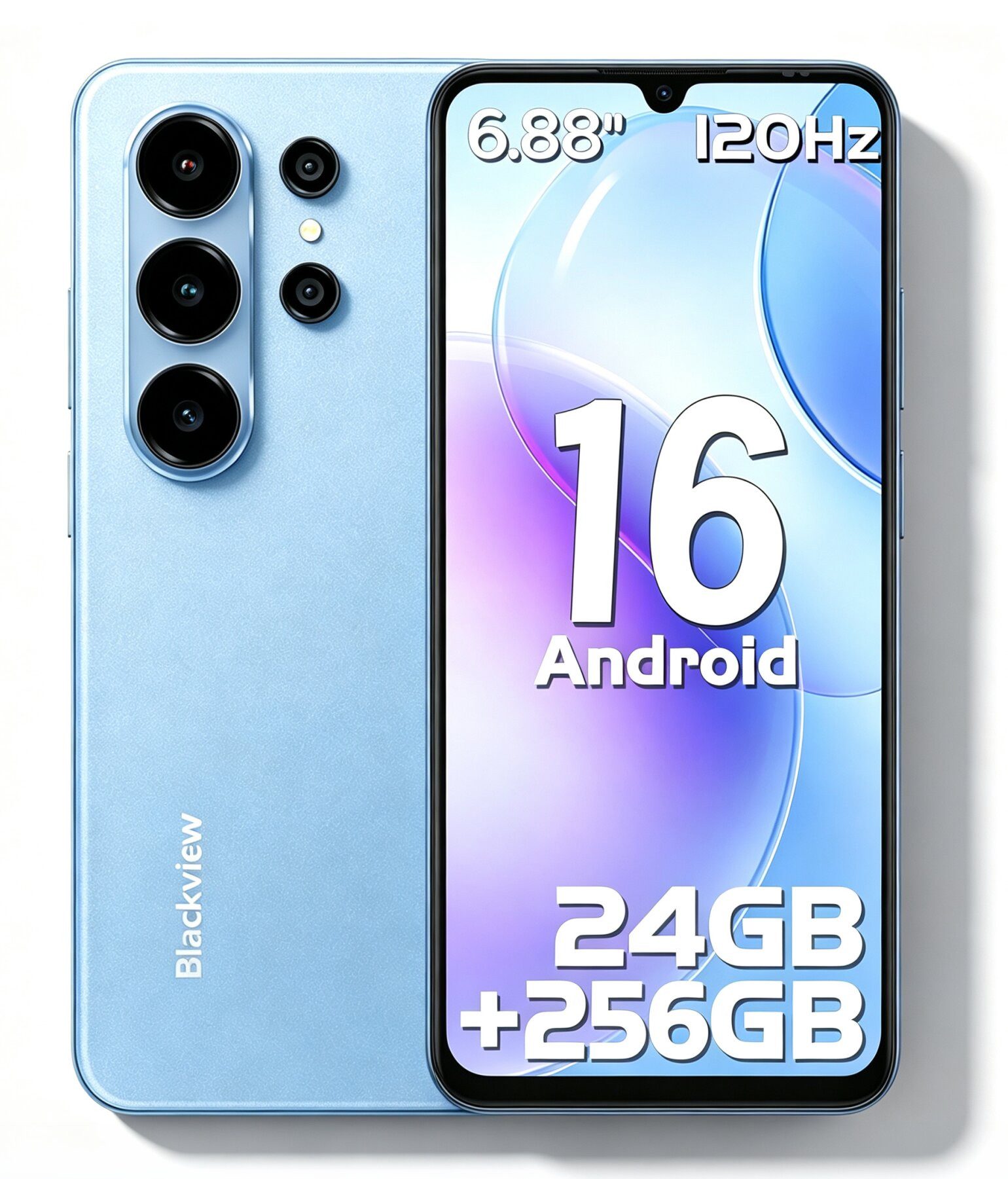 blackview WAVE 10 Android 16 Handy 6,88" HD+ 120Hz,32+256GB/2 TB Gemini AI Smartphone (17,48 cm/6,88 Zoll, 256 GB Speicherplatz, 32 MP Kamera, 4G Dual SIM Android 16 Outdoor Smartphone, Octa-Core, 5000mAh, 32+13MP)