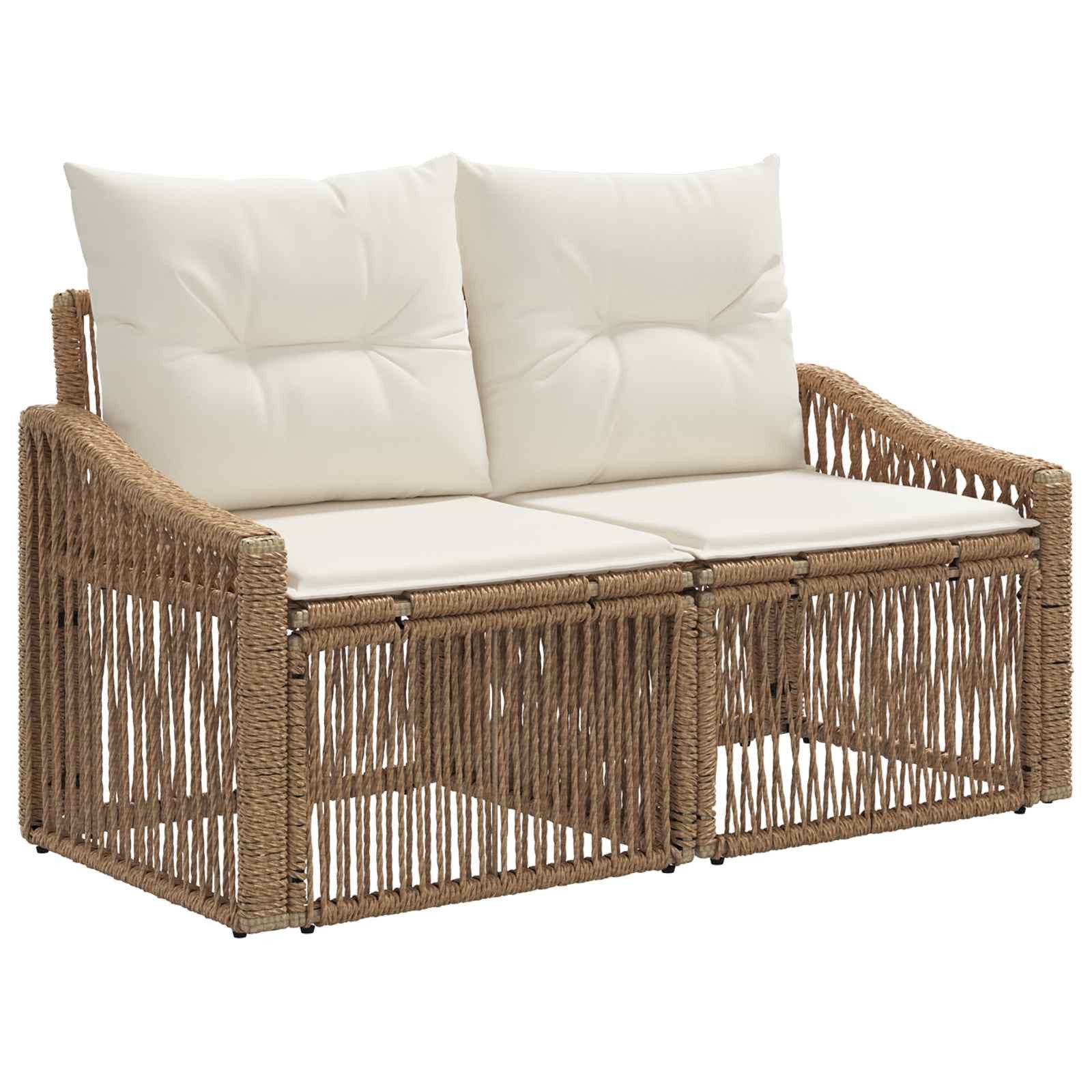 vidaXL Loungesofa Garten-Sofa 2-Sitzanzahl Beige Poly-Rattan