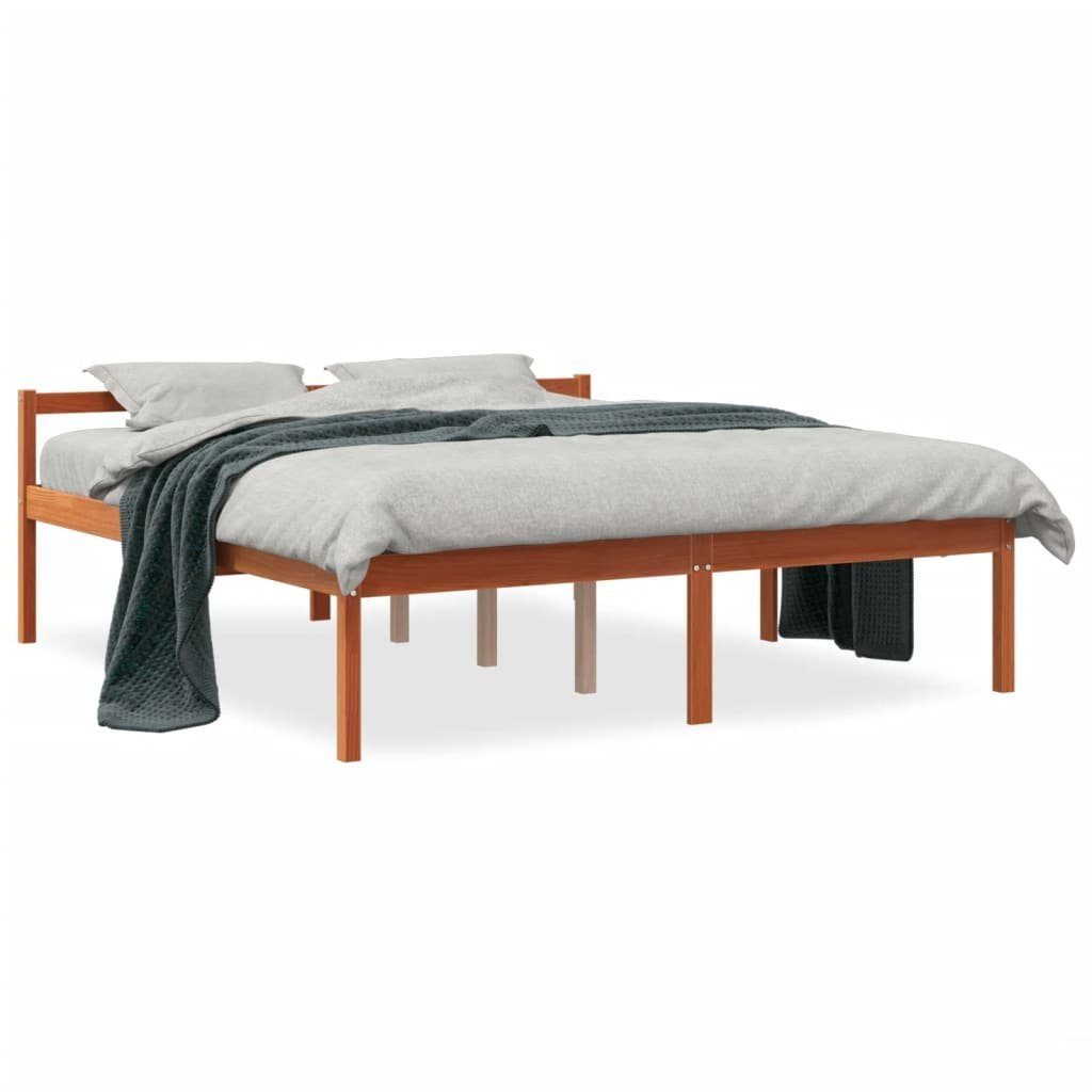 vidaXL Bett Seniorenbett Wachsbraun 160x200 cm Massivholz Kiefer