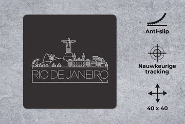 MuchoWow Gaming Mauspad Stadtbild ''Rio de Janeiro'' auf schwarzem Hintergrund (1-St), Mousepad mit Rutschfester Unterseite, Gaming, 40x40 cm, XXL, Großes