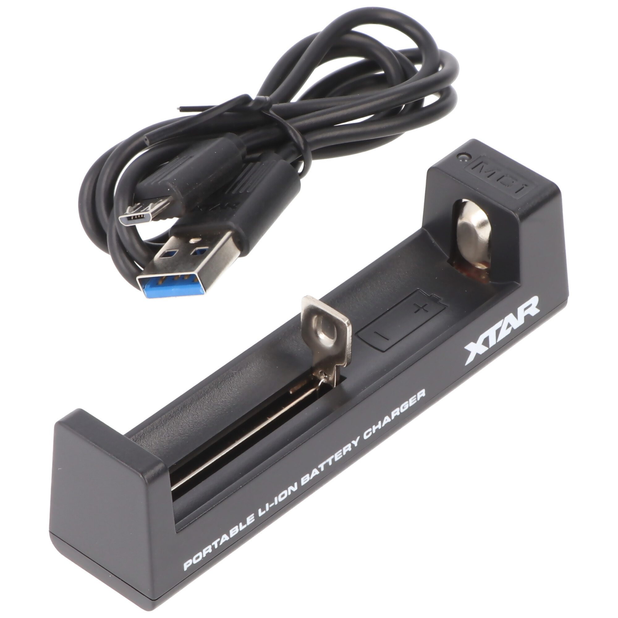 XTAR 1-Schacht USB-Ladegerät mit bis zu 0,5Ah Ladestrom Rundzellen-Lader