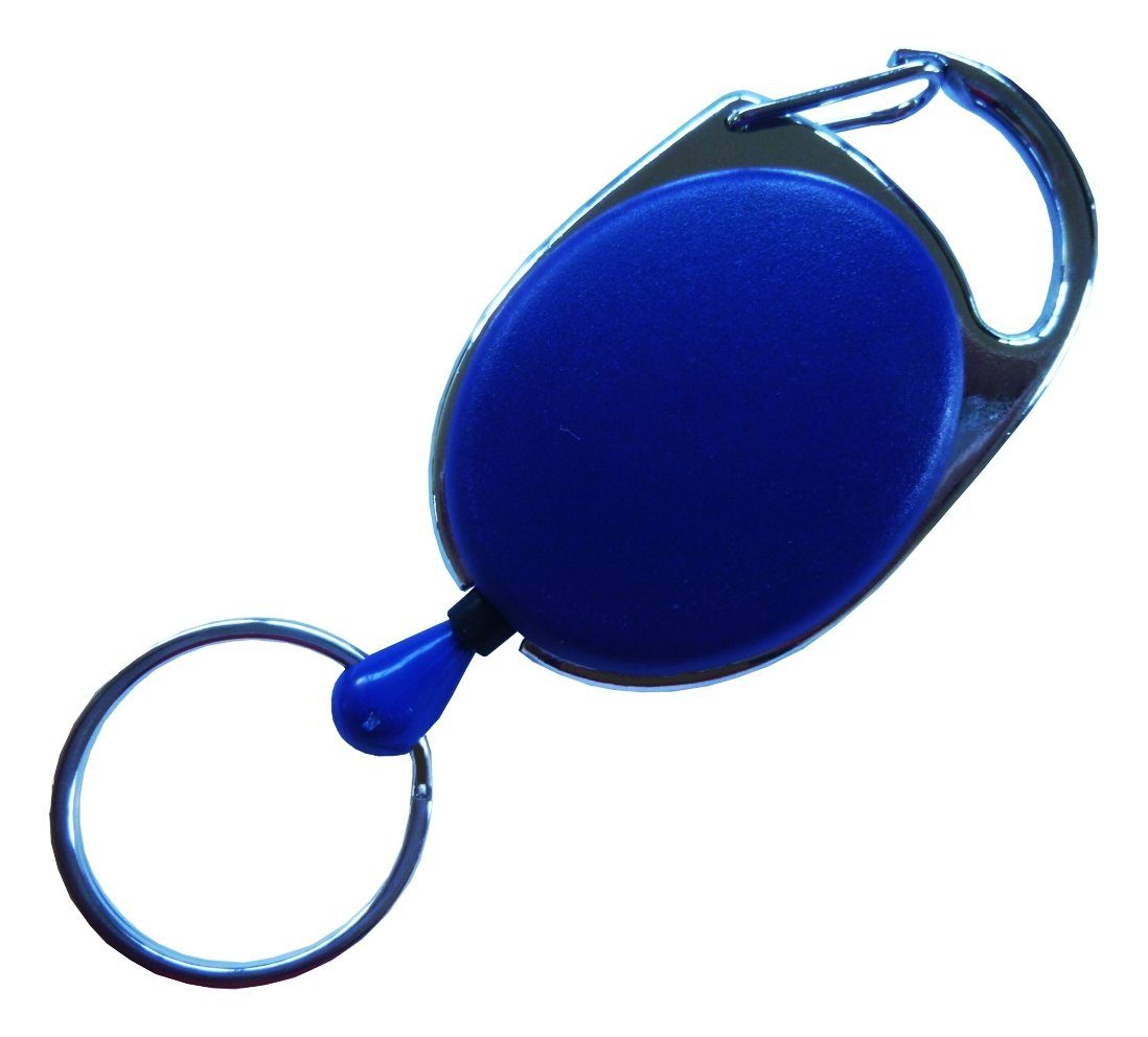 Kranholdt Schlüsselanhänger Jojo / Ausweishalter / Ausweisclip ovale Form (100-tlg), Metallumrandung, Schlüsselring Blau