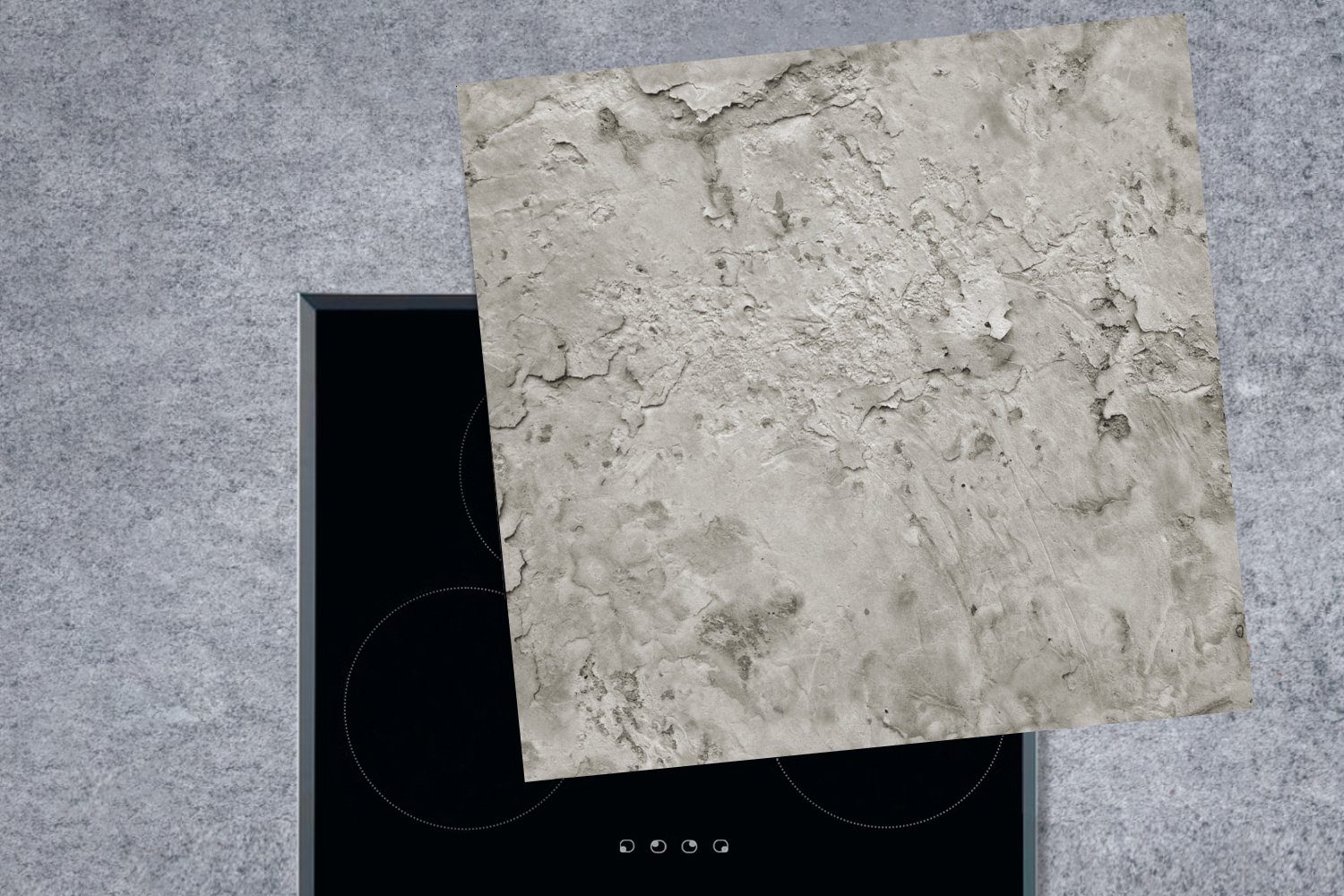 - Herdblende-/Abdeckplatte MuchoWow - Ceranfeldabdeckung, für küche 78x78 cm, tlg), Grau, (1 Arbeitsplatte Textur Steine Vinyl,