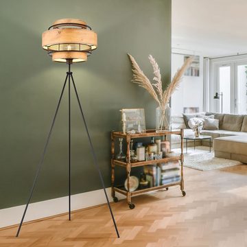 etc-shop Stehlampe, Leuchtmittel nicht inklusive, Stehleuchte Deckenfluter Holz Wohnzimmerleuchte Beistelllampe