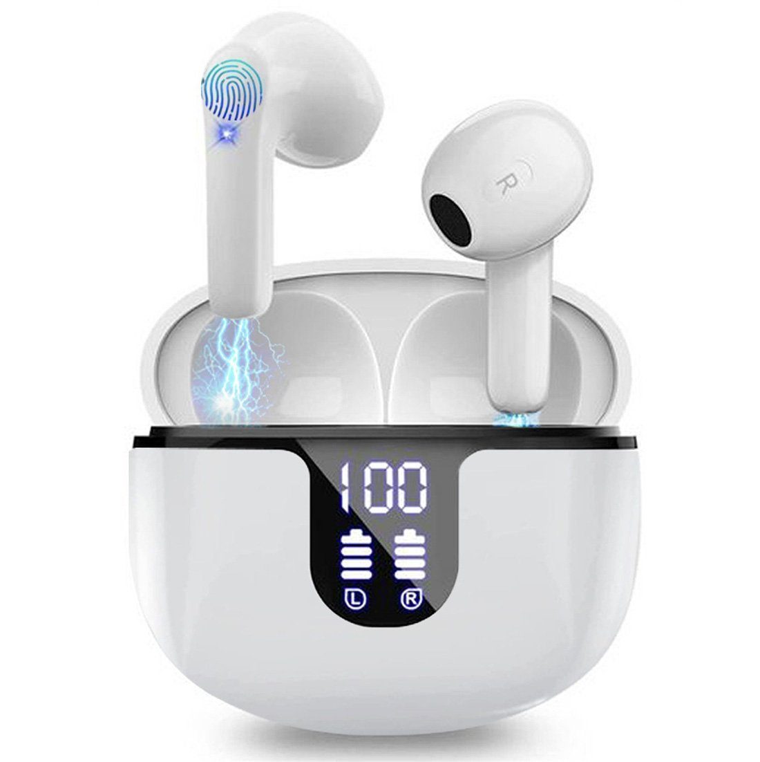DAYUT Kabellose In-Ear-Kopfhörer mit Geräuschunterdrückung und LED-Anzeige Bluetooth-Kopfhörer | Kopfhörer