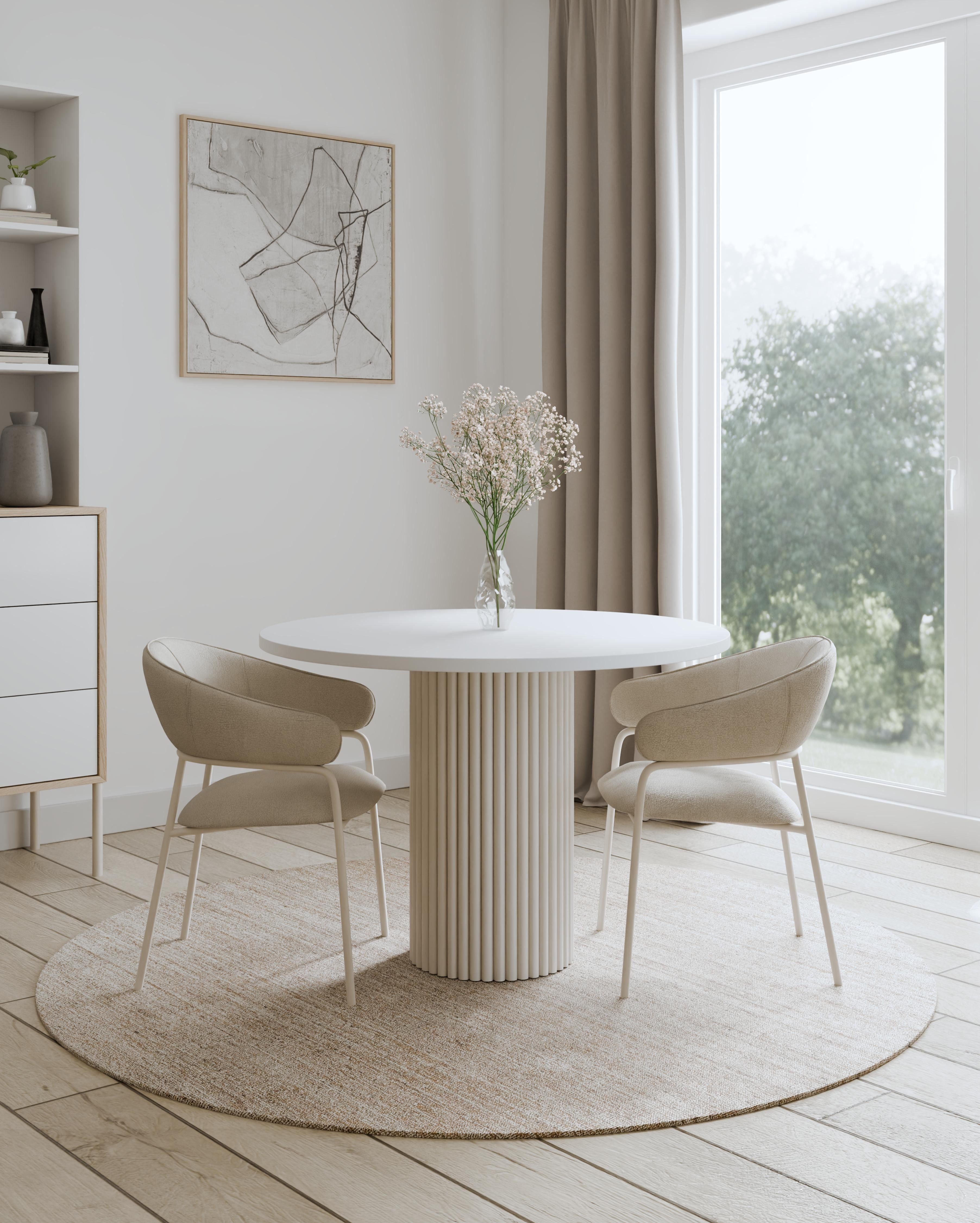 Design Möbel Wohnzimmertisch Design Esstisch LOOP Ø100 cm Rundtisch Wohnzimmer, • Stabiles, pulverbeschichtetes Metallgestell