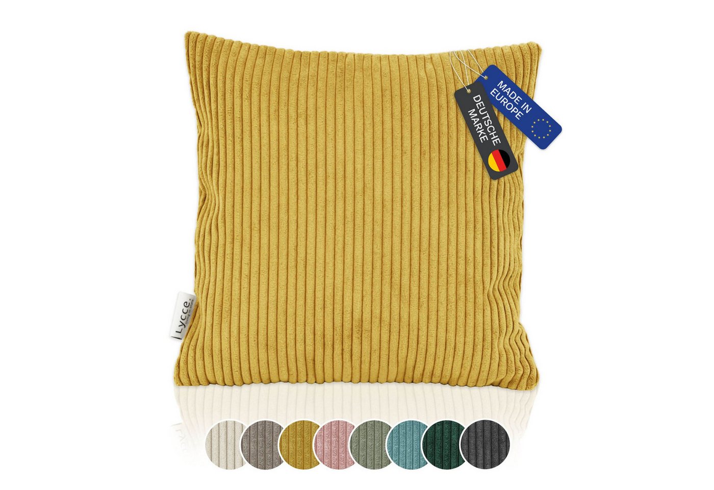 Lycce Dekokissen Kissenbezug aus trendigem Cordstoff (40x40cm), senf / gelb