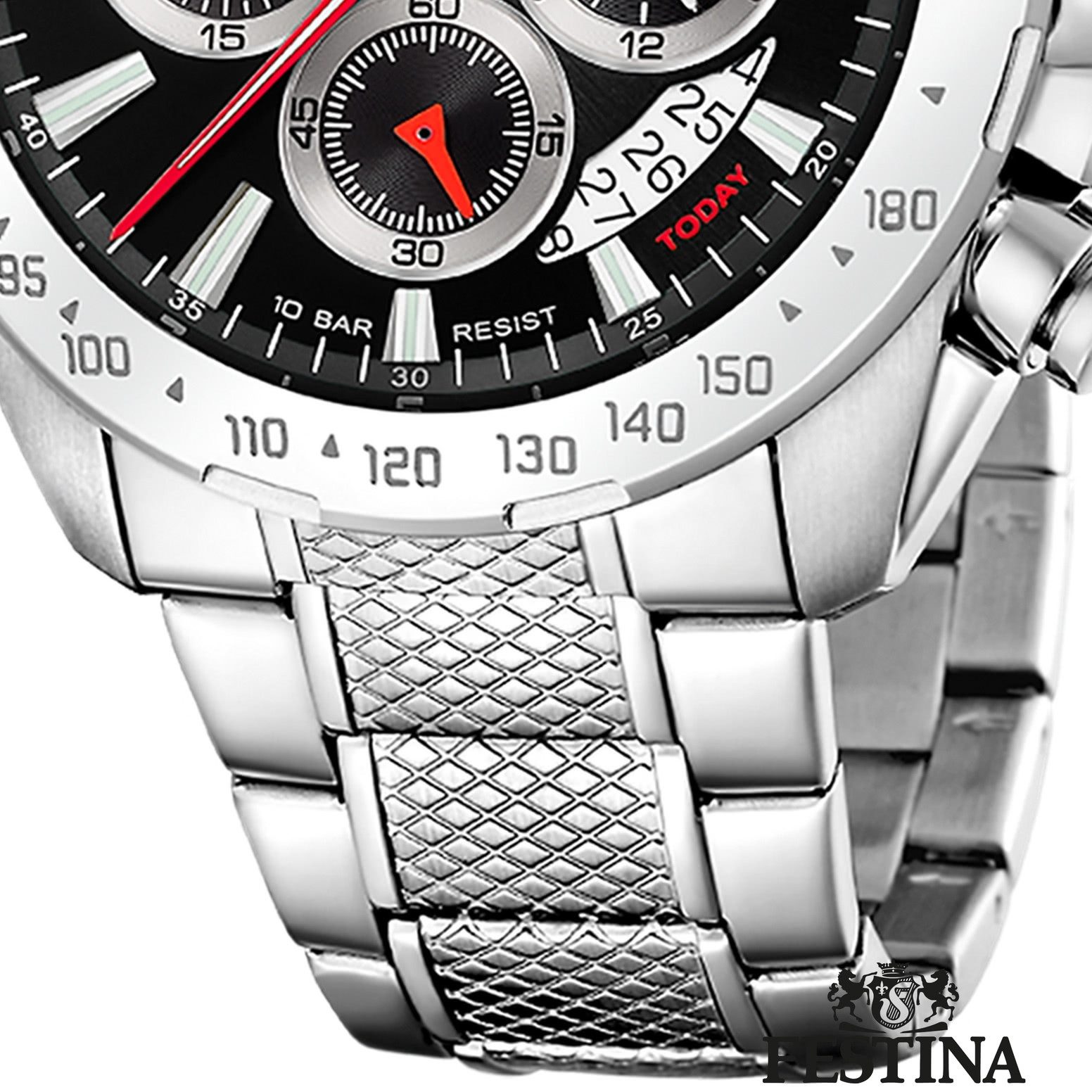 Festina Quarzuhr Festina Herrenuhr Edelstahl silber, (Chronograph), Herren Armbanduhr rund, Edelstahlarmband silber, Elegant