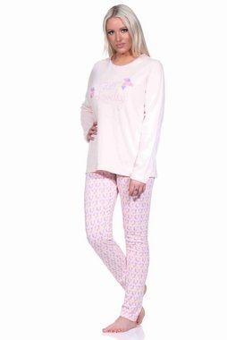 RELAX by Normann Pyjama Damen langarm Schlafanzug mit allover Druck und Frontprint