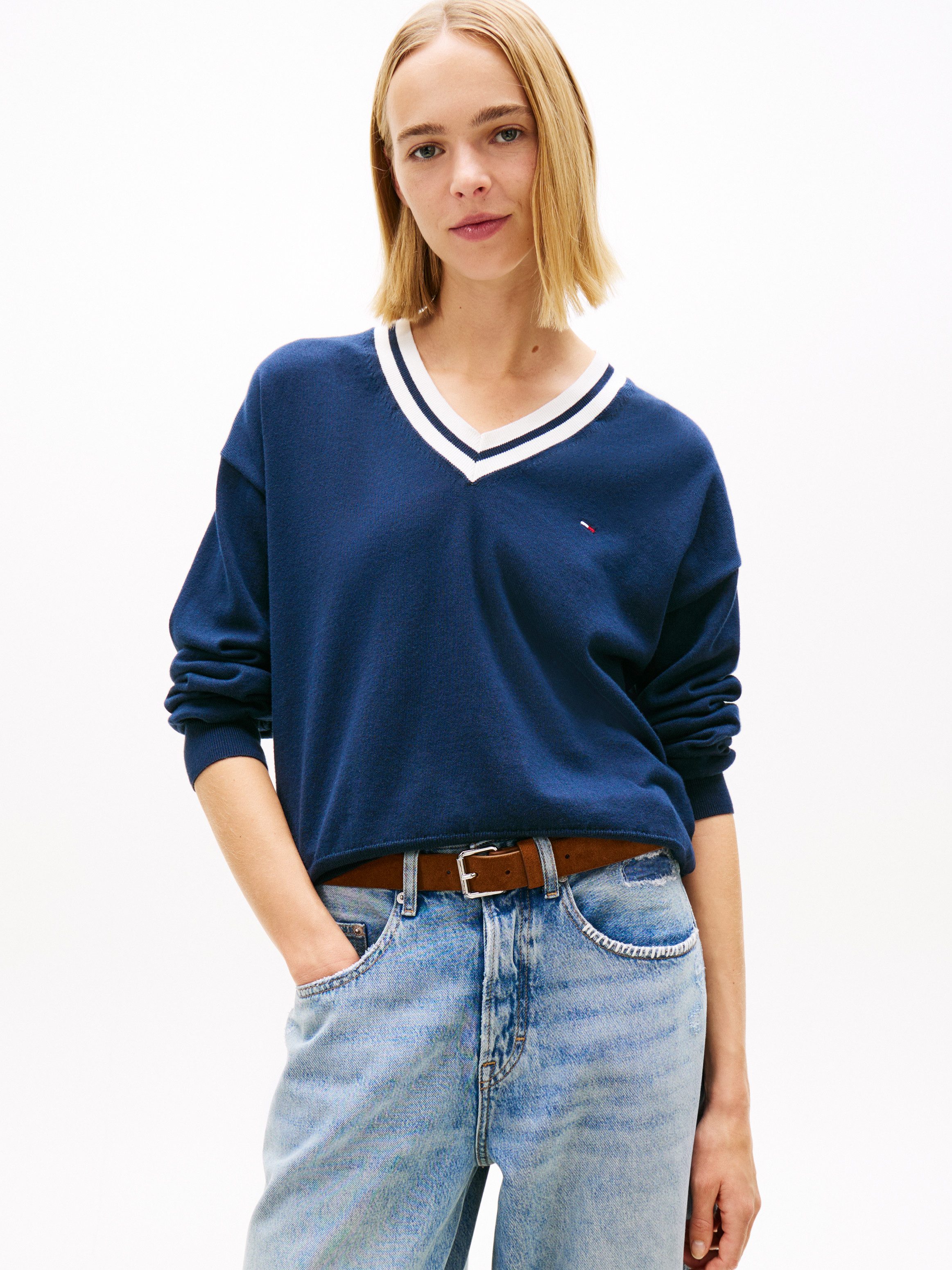 Tommy Jeans Strickpullover TJW RLX V-NECK TIPPING SWEATER