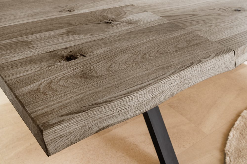 riess-ambiente Ansteckplatte WILD OAK 50cm smoke - Wildeiche-Massivholz, geölt, mit Baumkante, Set, 2St., Verlängerungsplatten für Esstische – ideal für den Esstisch WILD