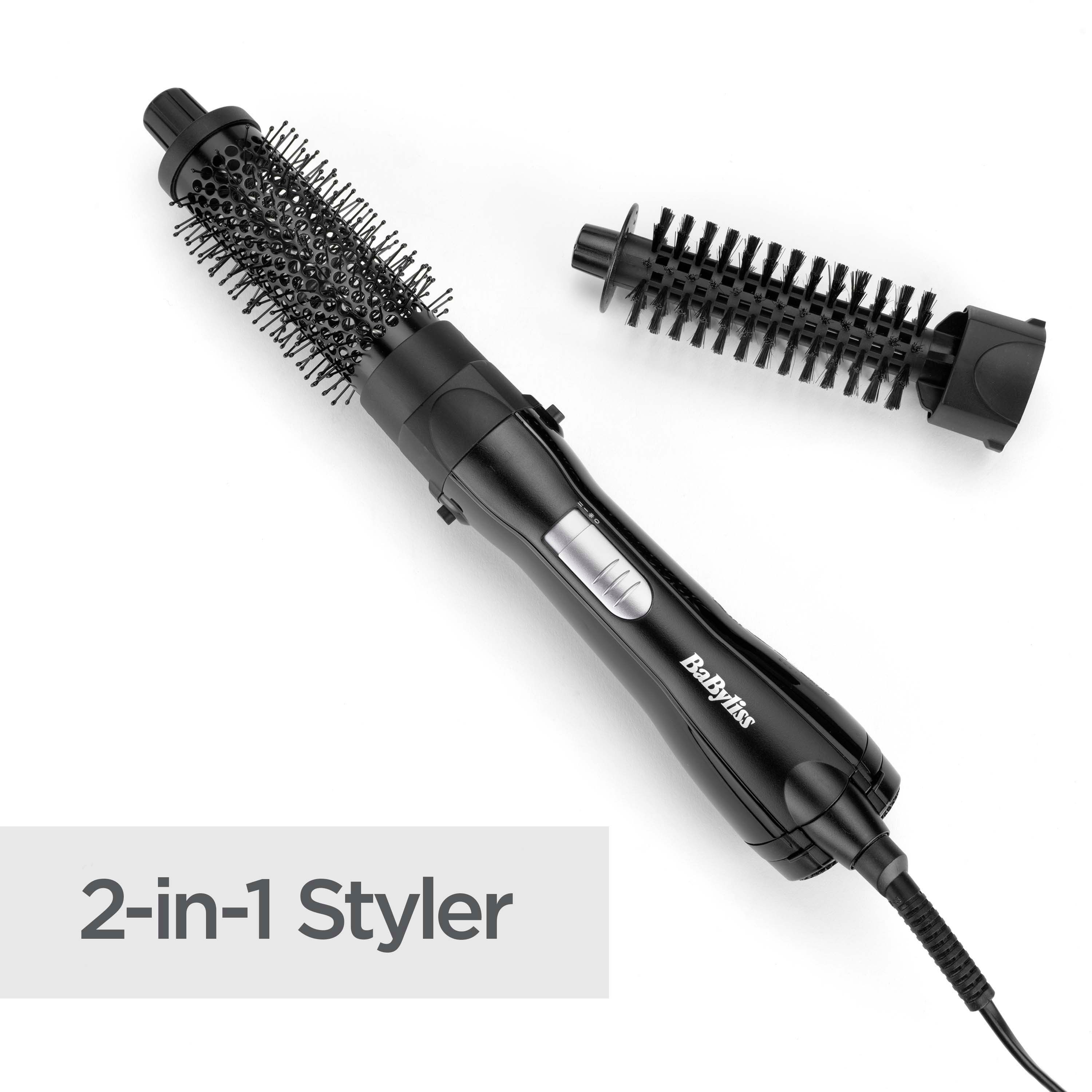 BaByliss Warmluftbürste BaByliss Shape & Smooth Warmluftbürste für kurze Haare, AS82E, 800 W, Rundbürstenföhn mit 2 Aufsätzen für Volumen und Fülle schwarz