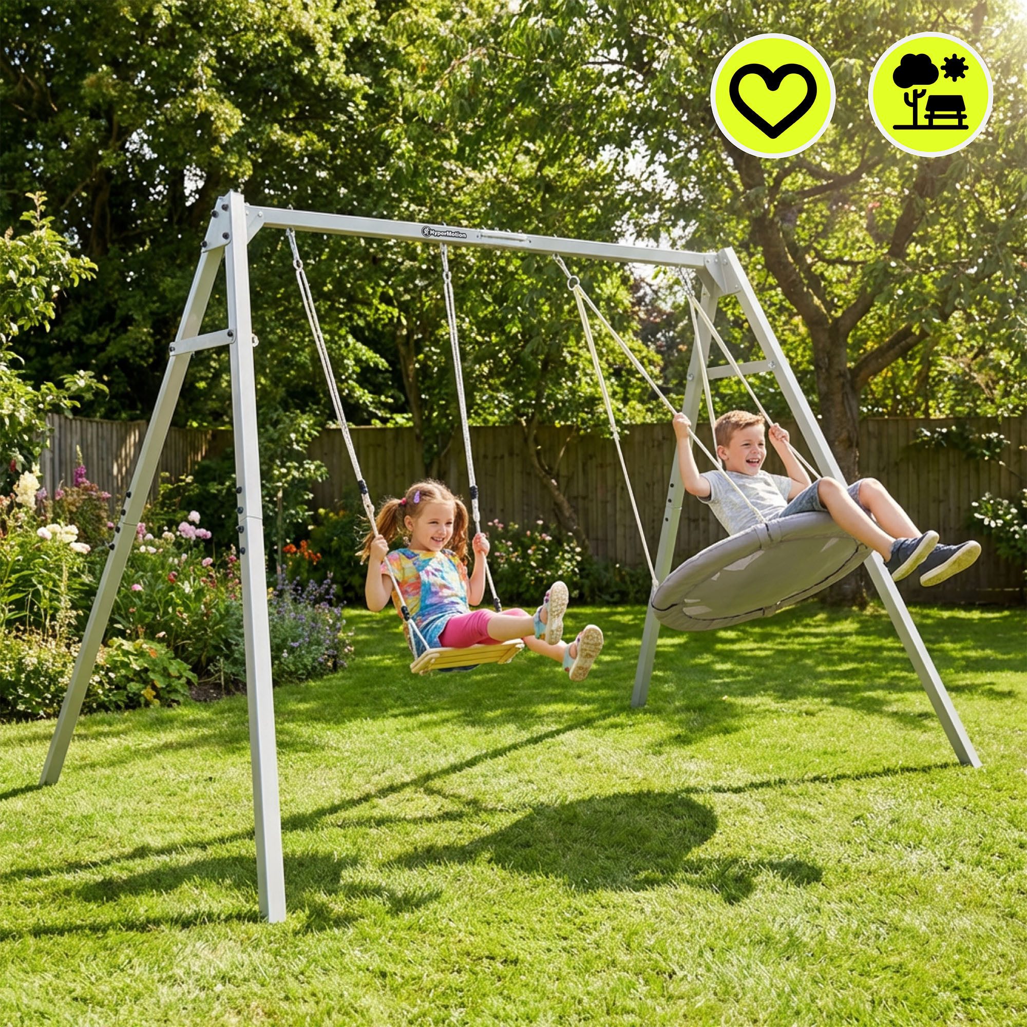 HyperMotion Doppelschaukel HyperMotion Gartenschaukel 3in1 mit Nestschaukel und Hängematte