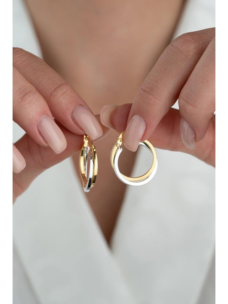 Nisan Ohrring-Set, 925 Sterling Silber Damen Creolen – Bicolor Spiral-Desig günstig online kaufen