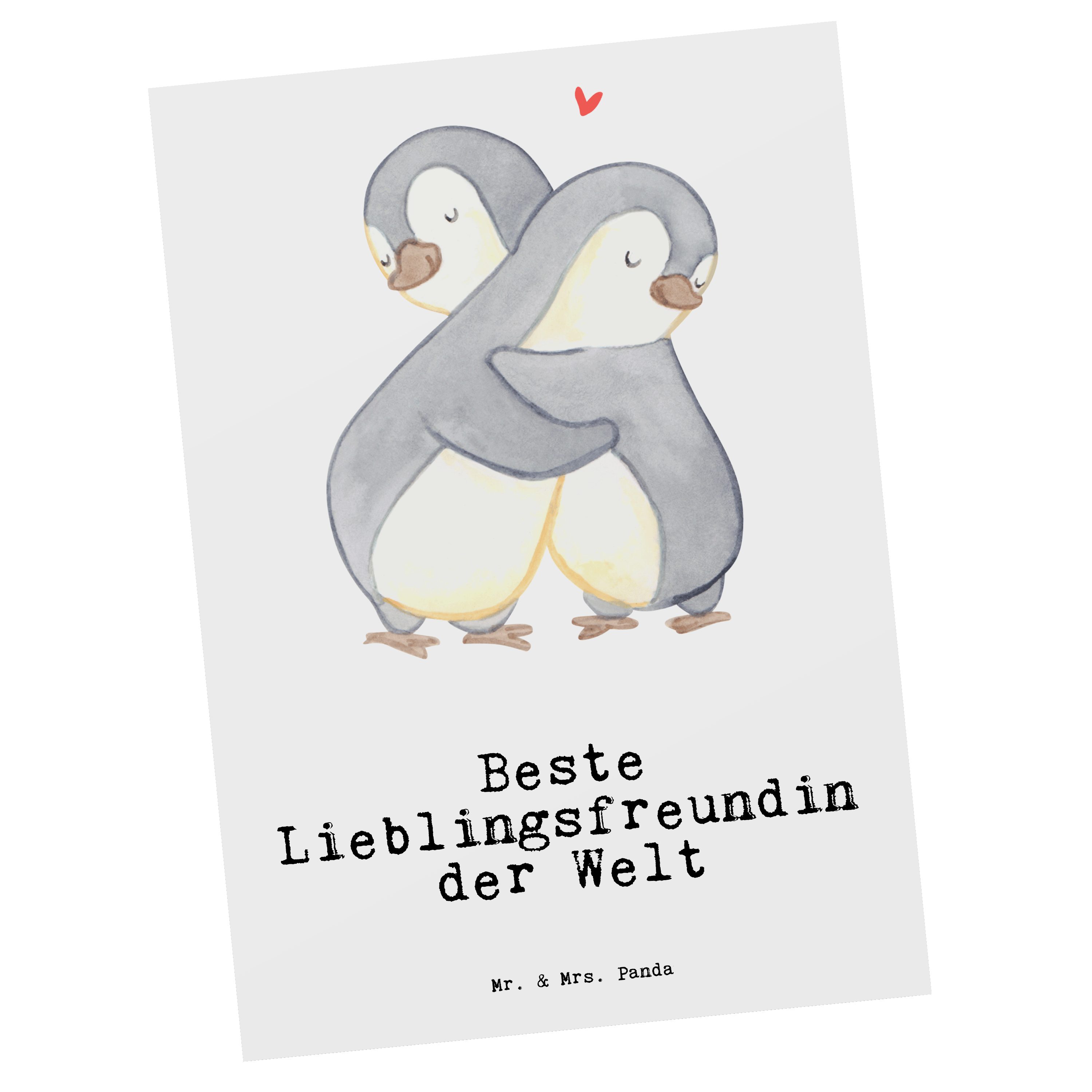 Mr. & Mrs. Panda Postkarte Pinguin Beste Lieblingsfreundin der Welt - Weiß - Geschenk, Geschenkk