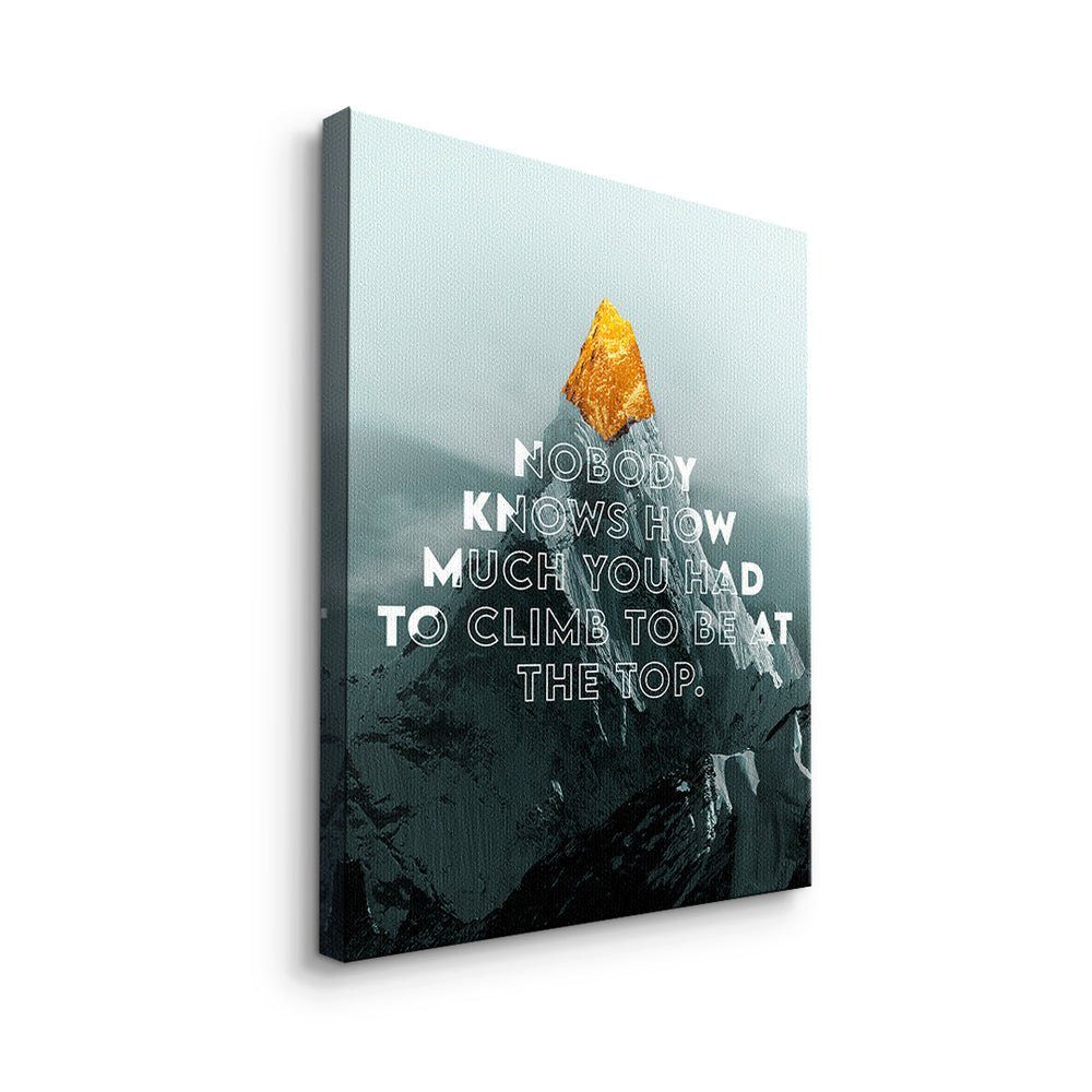 DOTCOMCANVAS® Leinwandbild, weißer - Be at Rahmen Berge Motivationsbild Premium the und Top Landschaft 