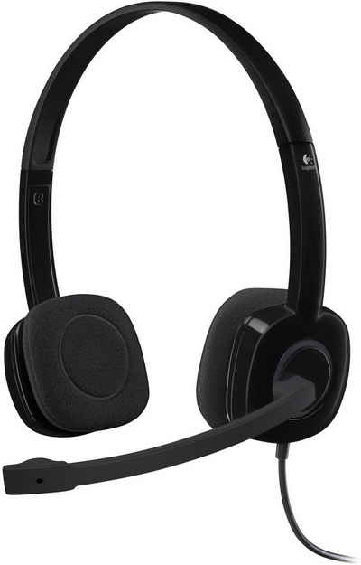 Logitech H151 Kopfhörer mit Mikrofon, Stereo-Headset, Verstellbares Mikrofon Headset