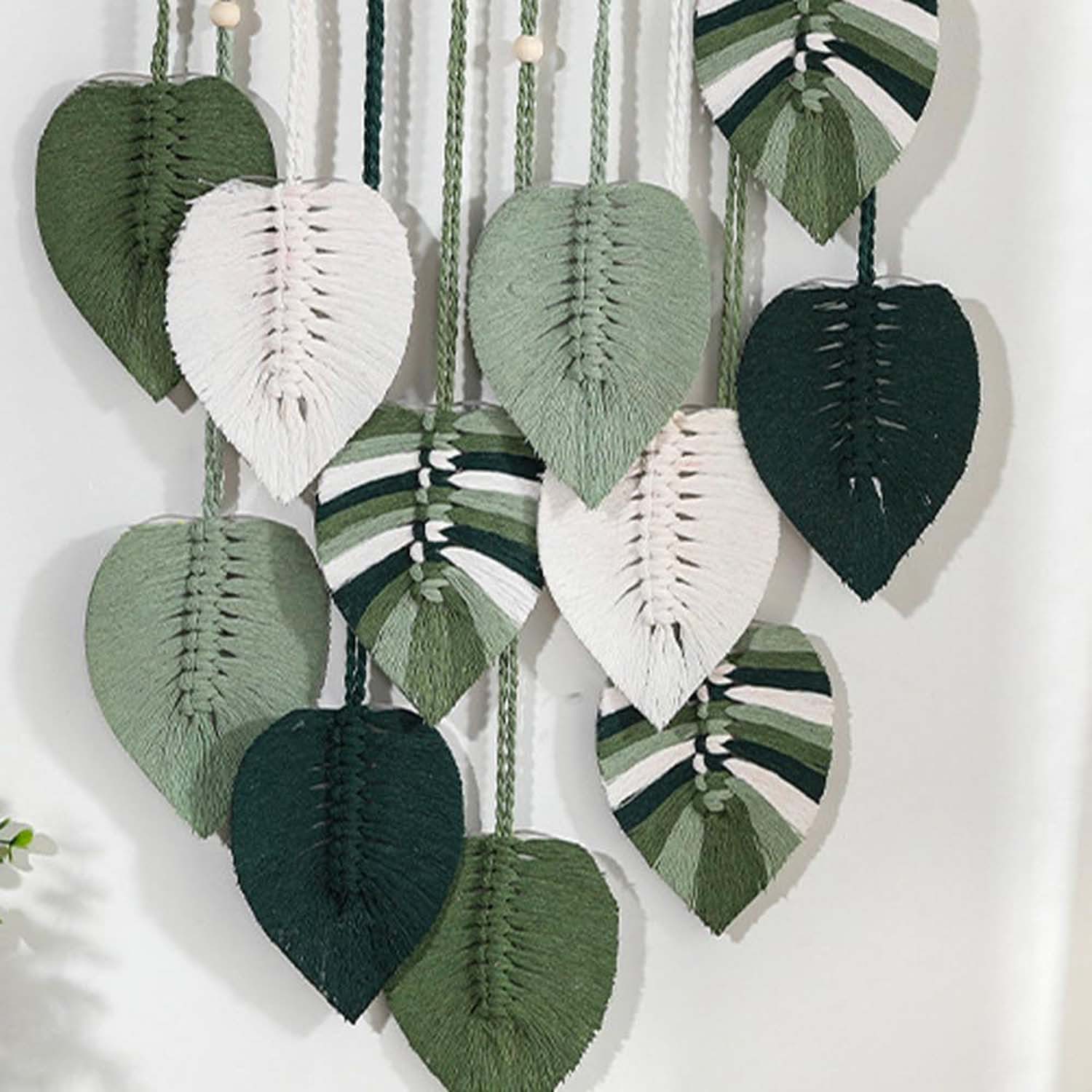Diwzbyn Hängedekoration Blatt Makramee Wandbehang, Boho Raumdekor – Bild 5 von 5
