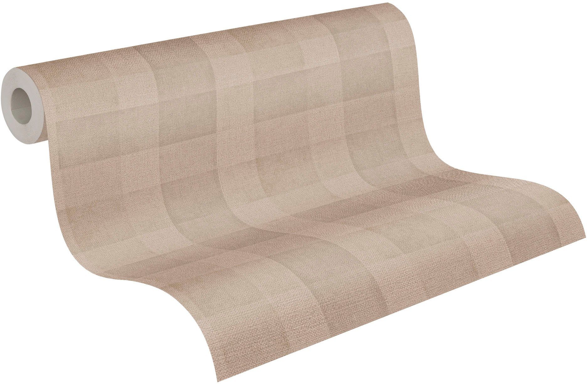 A.S. Création Vliestapete Natural Living Karotapete, leicht strukturiert, matt, gemustert, neutral, (1 St), Tapete Kariert Vlies Vlies Wand Tapeten Wohnzimmer Schlafzimmer Küche