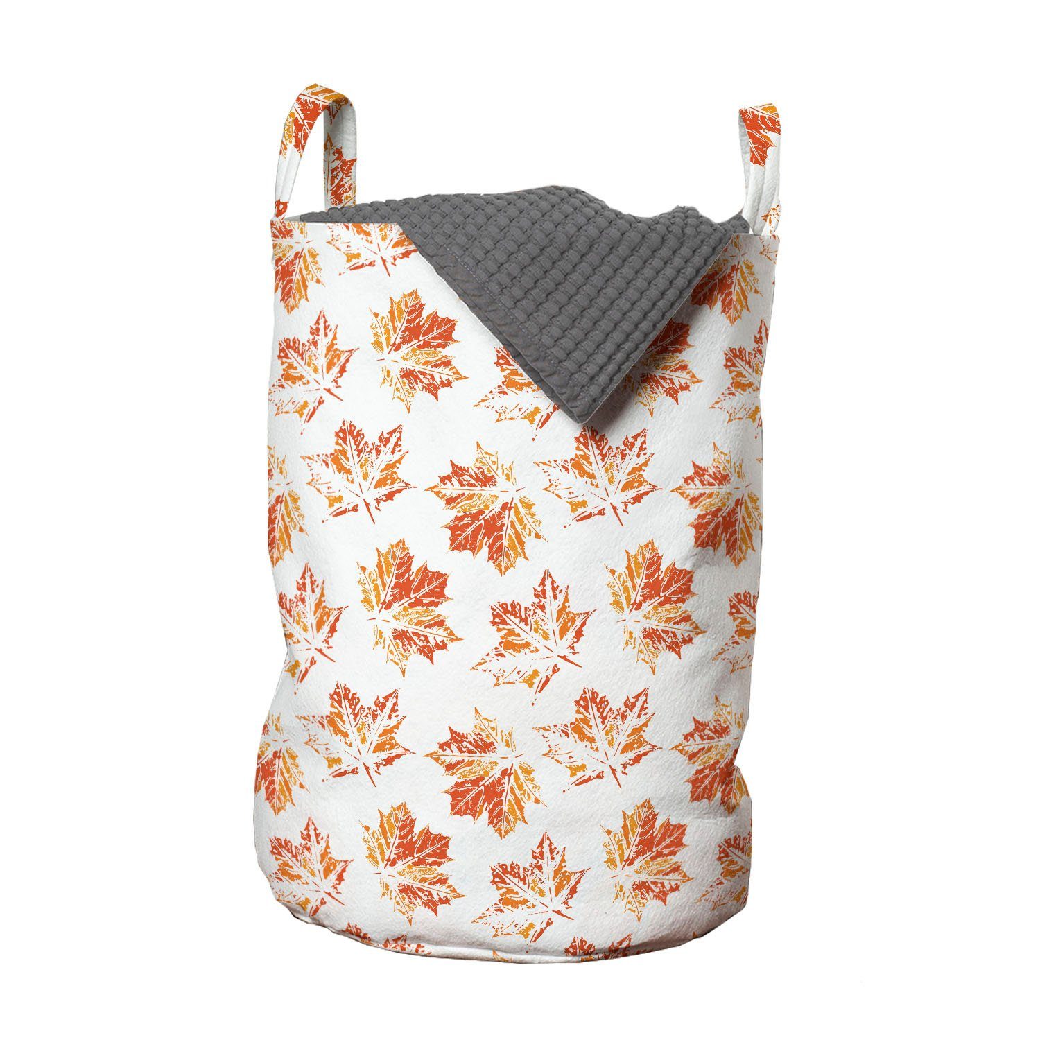 Abakuhaus Wäschesäckchen Wäschekorb mit Griffen Kordelzugverschluss für Waschsalons, Orange Autumn Leaves Pattern