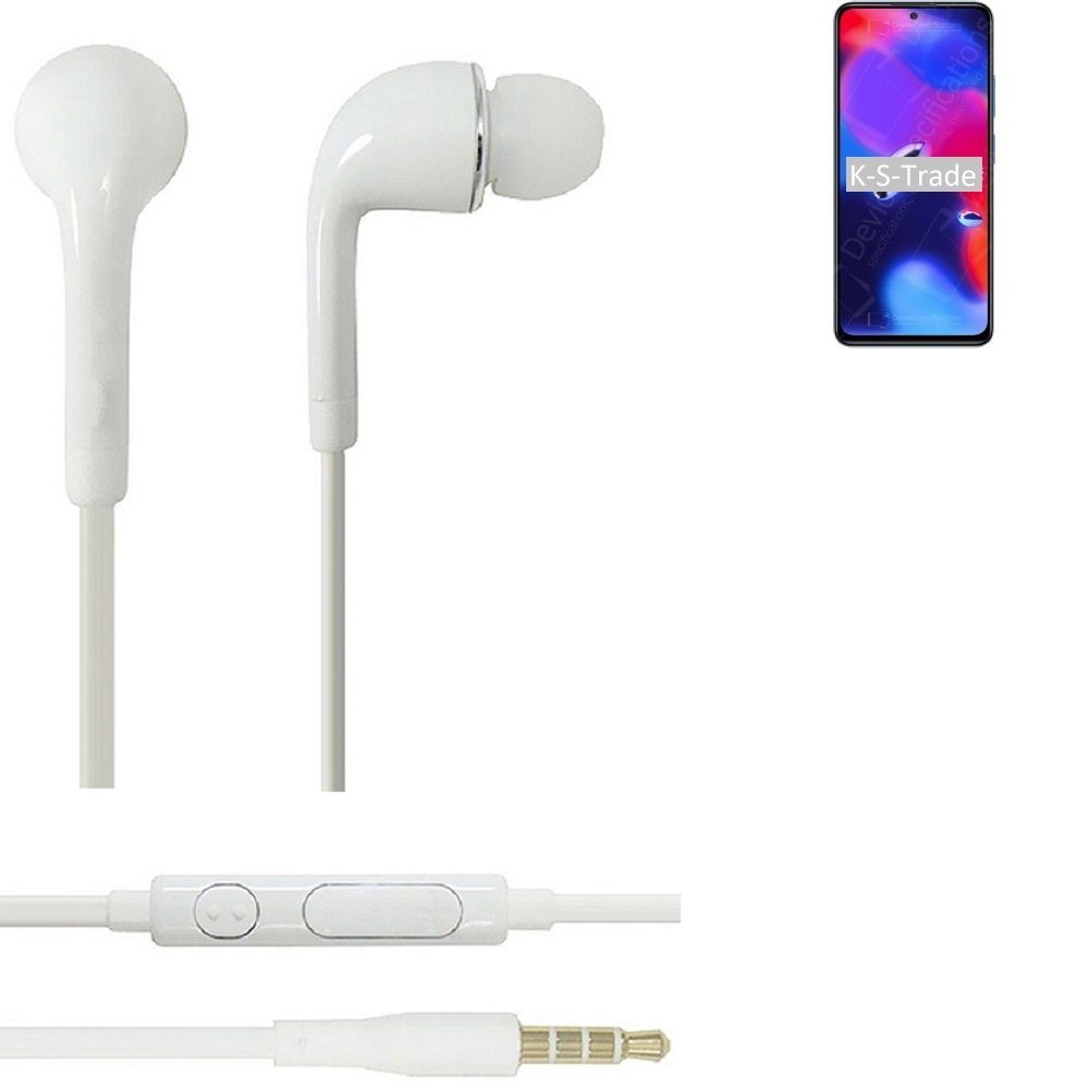 K-S-Trade für Xiaomi Redmi Note 11 Pro+ India In-Ear-Kopfhörer (Kopfhörer Headset mit Mikrofon u Lautstärkeregler weiß 3,5mm)