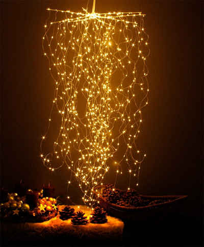 Arnusa LED-Lichtervorhang »Sternenschauer LED Lichterbündel zum Aufhängen«, 720-flammig, warmweiß für Innen und Außen mit Netzteil
