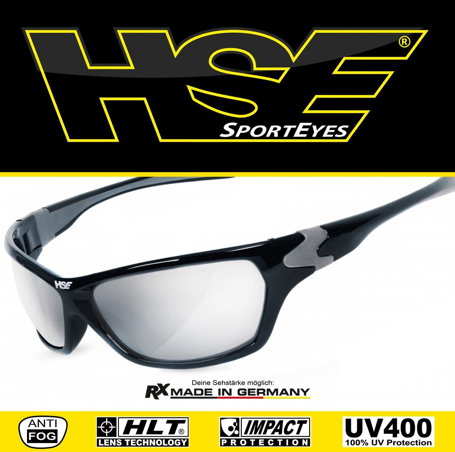 HSE - SportEyes Sportbrille HIGHSIDER, Steinschlagbeständig durch Kunststoff-Sicherheitsglas