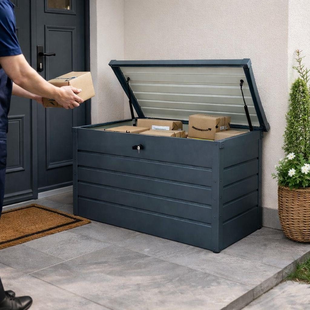 ESTEXO Auflagenbox Metall Kissenbox Gartentruhe Gartenbox Aufbewahrungsbox Anthrazit