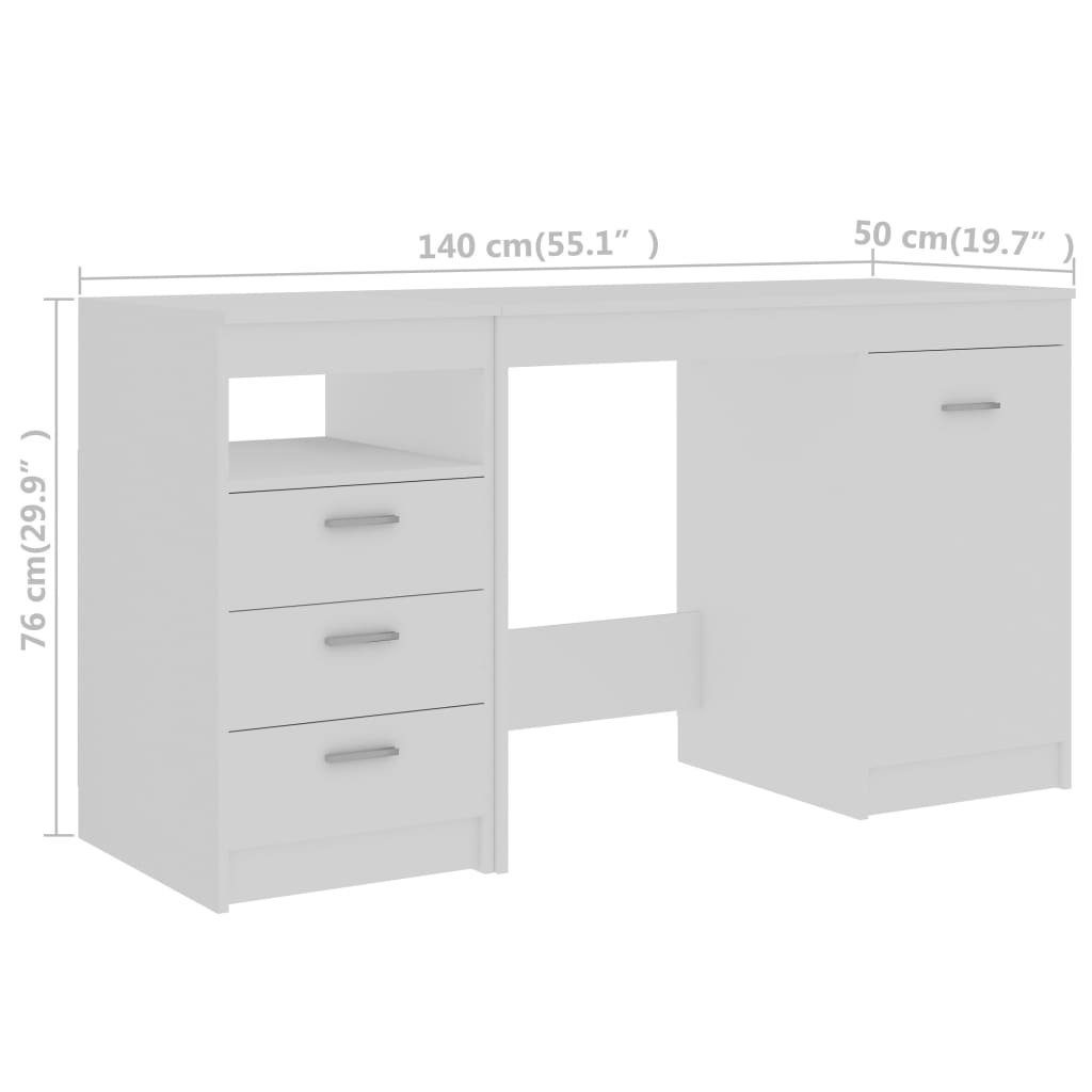 140x50x76 vidaXL Schreibtisch cm Holzwerkstoff Weiß Schreibtisch Weiß Weiß |