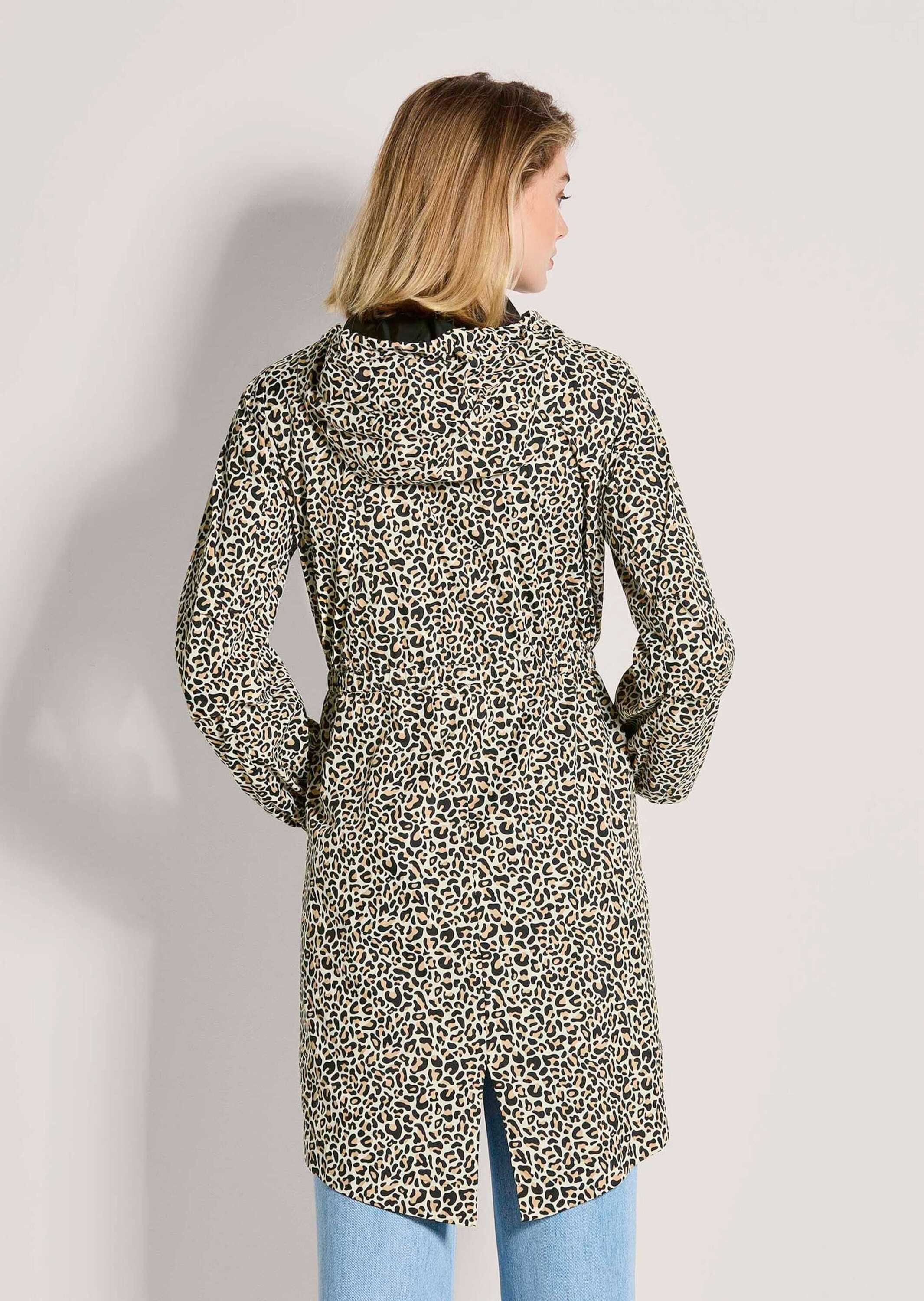 MADELEINE Kurzmantel Übergangsmantel mit Kapuze Outdoorjacke mit Reißverschluss, Taschen, Gehschlitz und Langarm