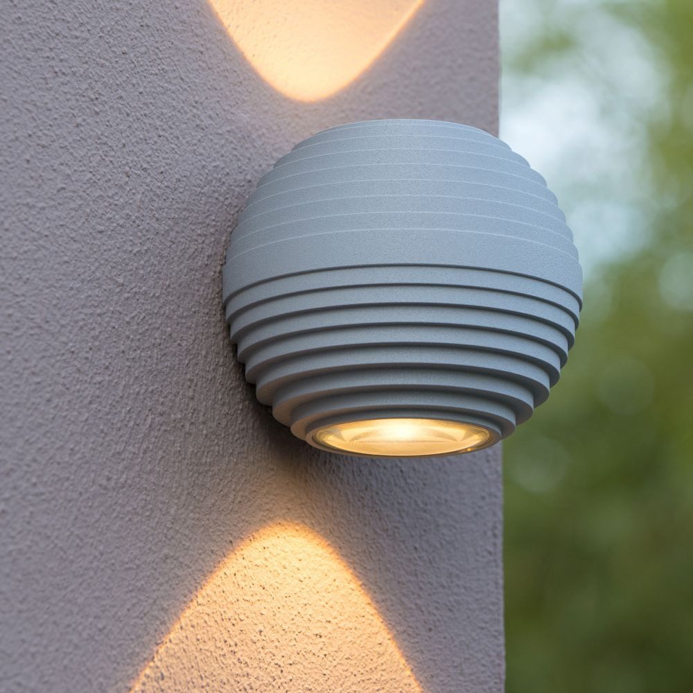 Lucide Außen-Wandleuchte Runde Außenwandleuchte Ayo in grau, IP54, LED