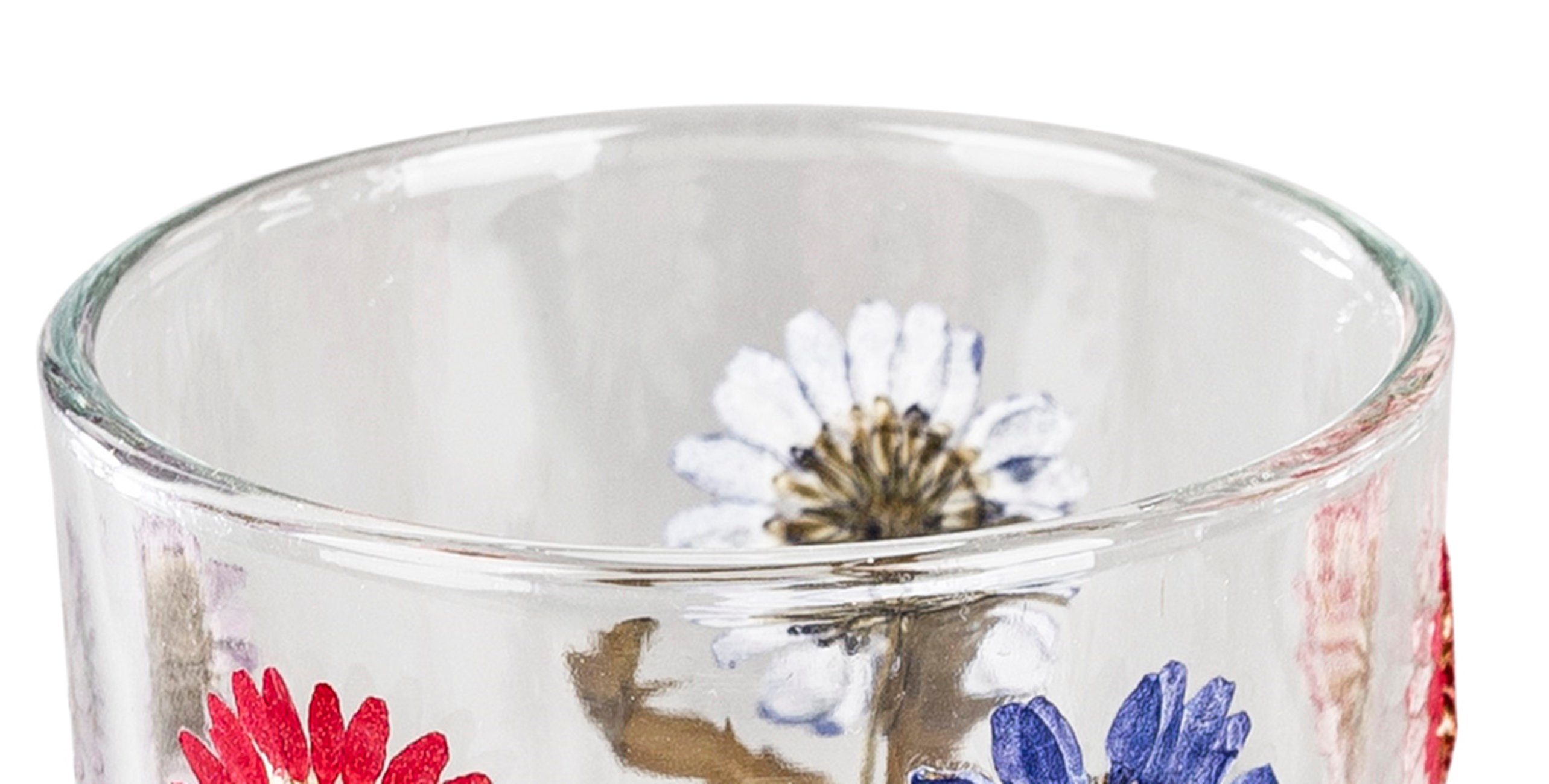 Teelichthalter Trockenblumen Windlicht 8cm Windlicht-Glas dekojohnson