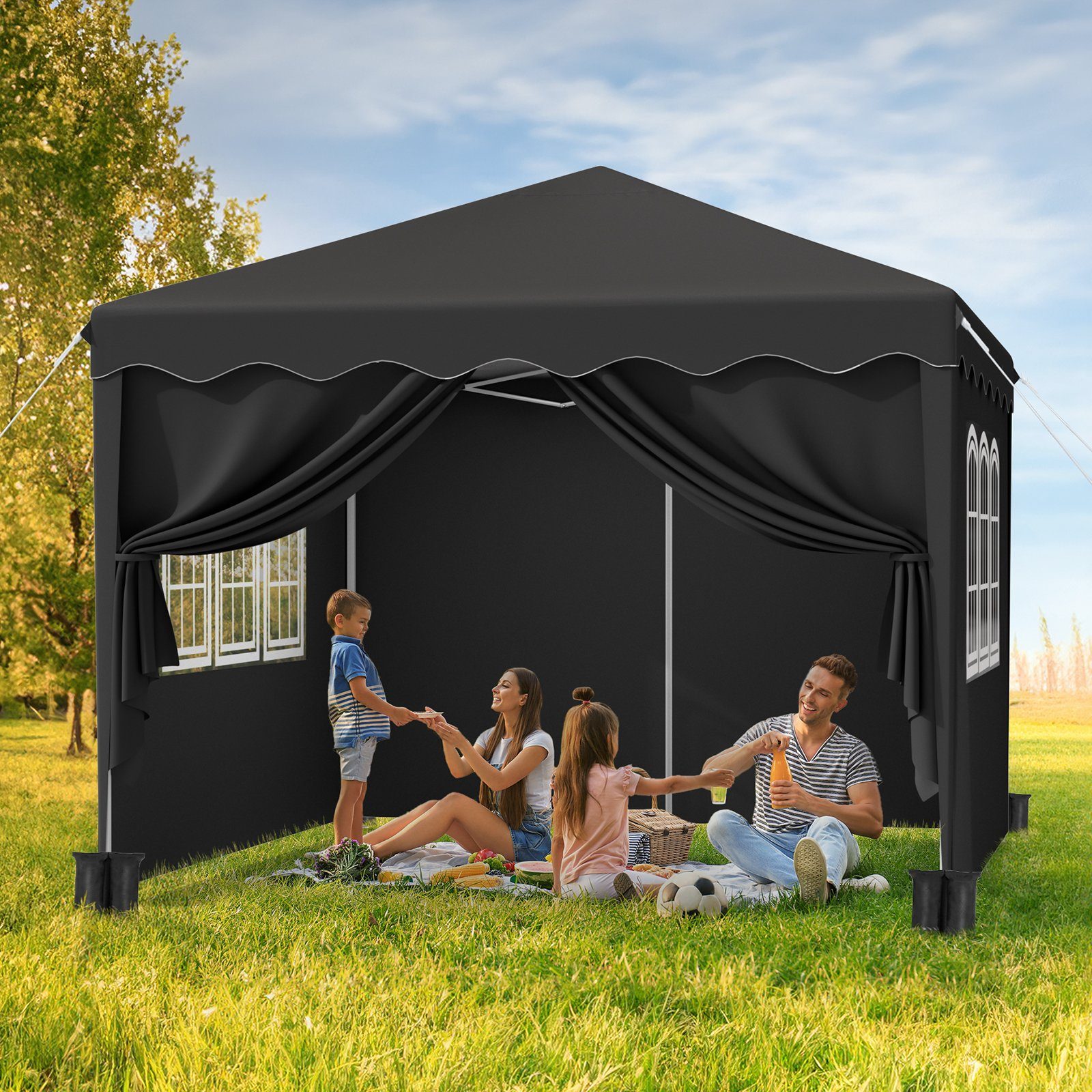 TLGREEN Faltpavillon Gartenpavillon Höhenverstellbar, mit 4 günstig online kaufen