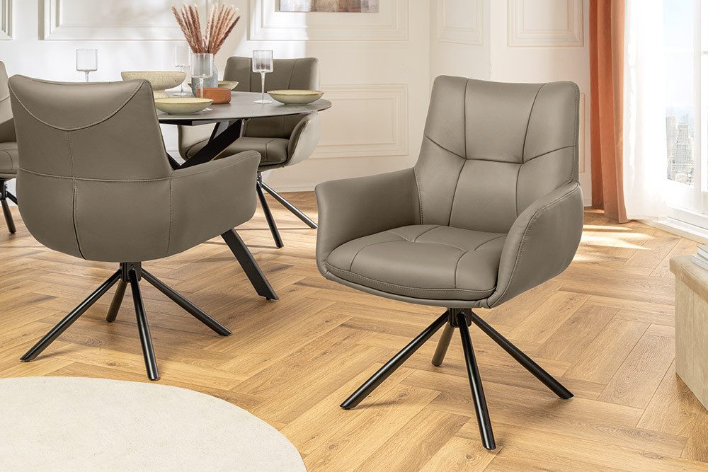 riess-ambiente Drehstuhl SIGNATUR 85cm taupe (Einzelartikel, 1 St), Armlehnen-Polsterstuhl - ideal für Wohn-, Arbeits-, Esszimmer & Büro