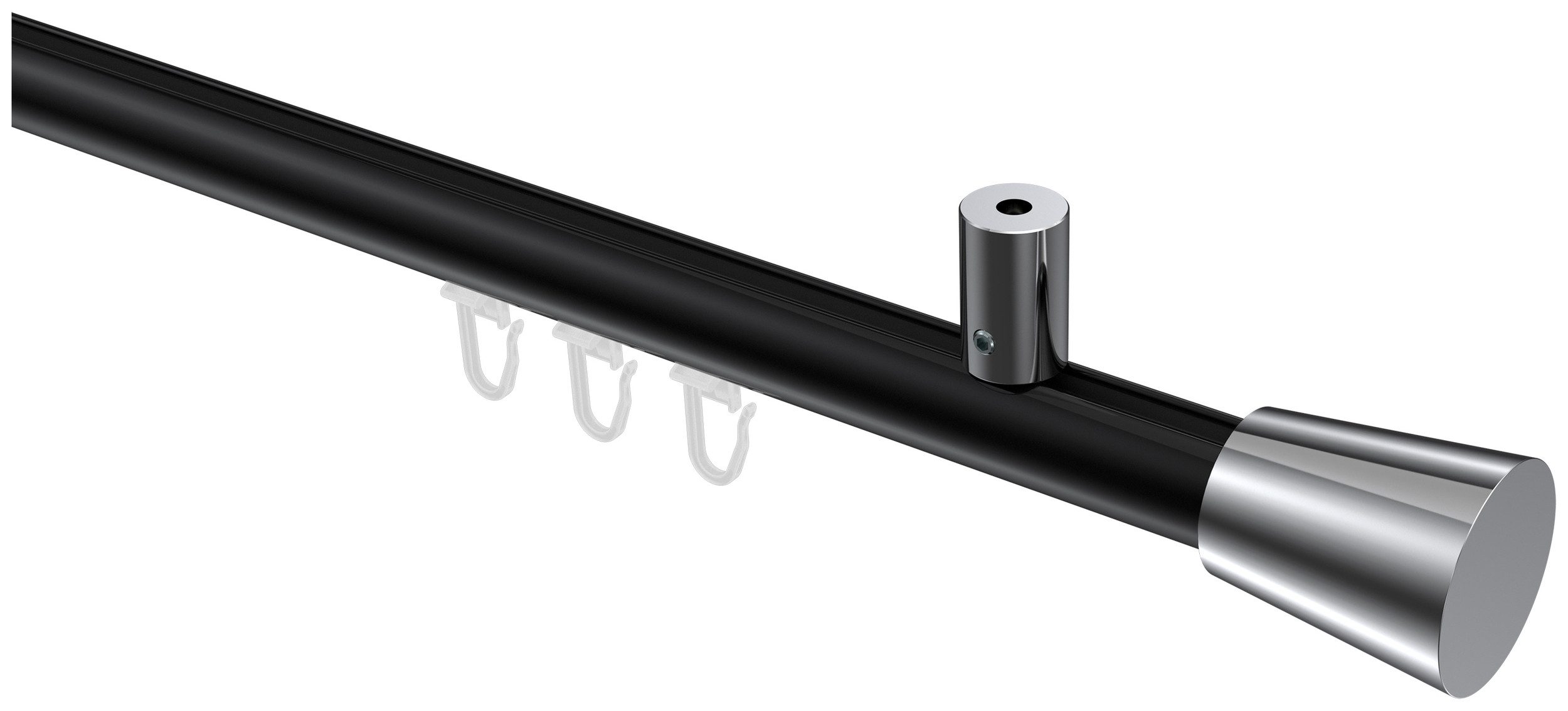 INTERDECO Innenlaufschiene Sonius Sitra, Ø 20 mm, 1-läufig, Fixmaß, kürzbar, Deckenmontage, Aluminium, Schwarz / Chrom / Bicolor