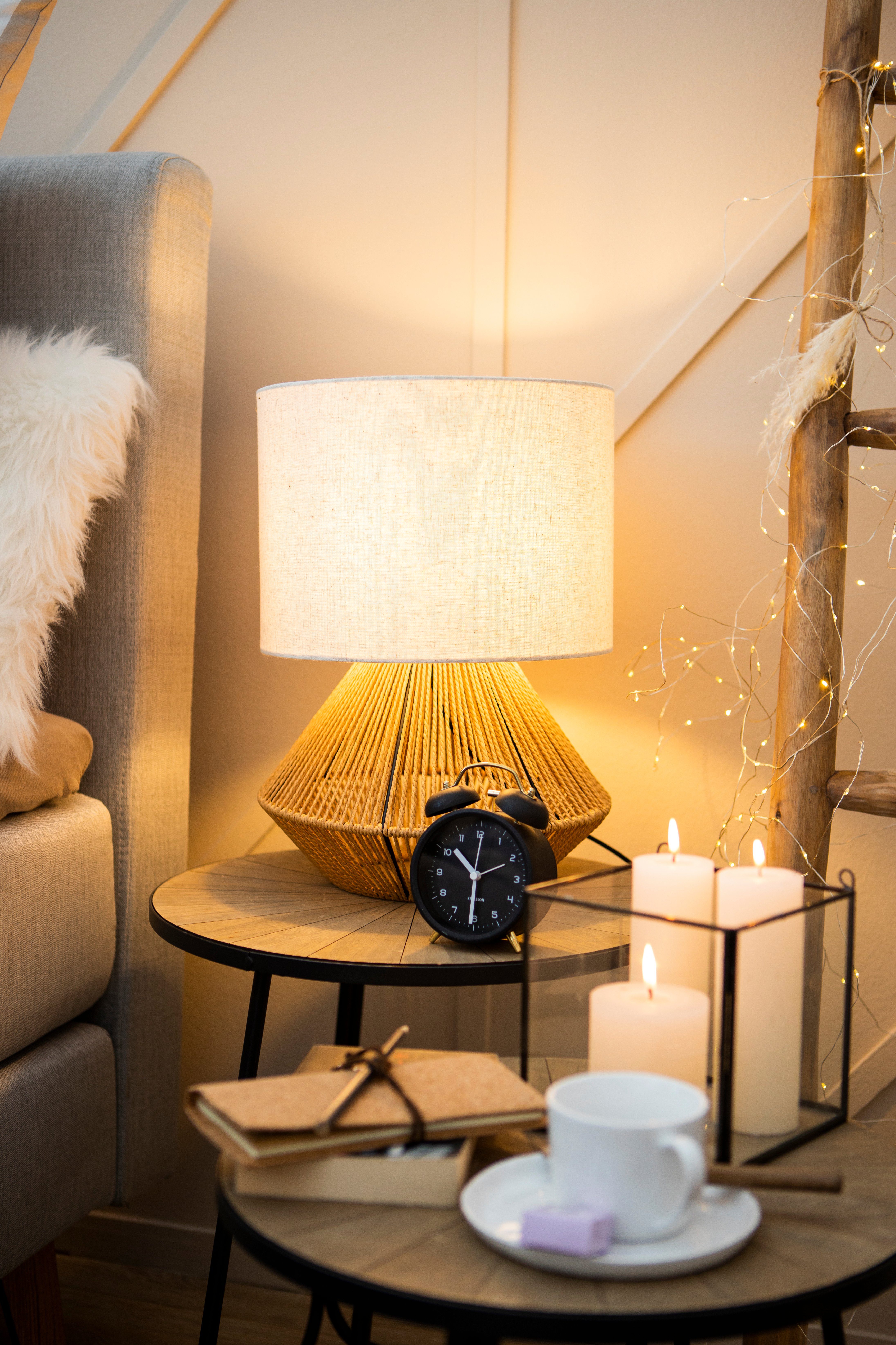 LeGer Home by Lena Zuri, Watt Geeignet Gercke Stoff mit E27 Tischlampe Leuchtmittel Schnur, für ohne Tischleuchte / max. Sisal - beige, 40 Leinenschirm Leuchtmittel, 