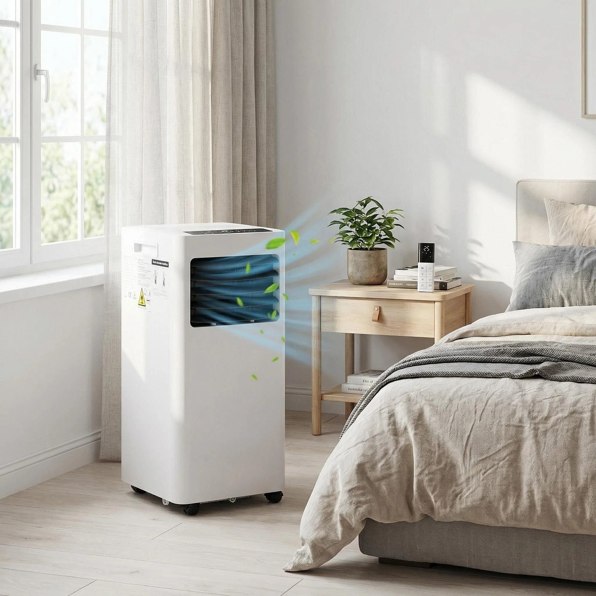 TLGREEN Klimagerät 9000 BTU Mobiler Klimagerät 2,6kW, 4-in-1 Tragbare Klimaanlage, 24h-Timer, Für Räume bis 25 m², Fenster-Installationsset inklusive