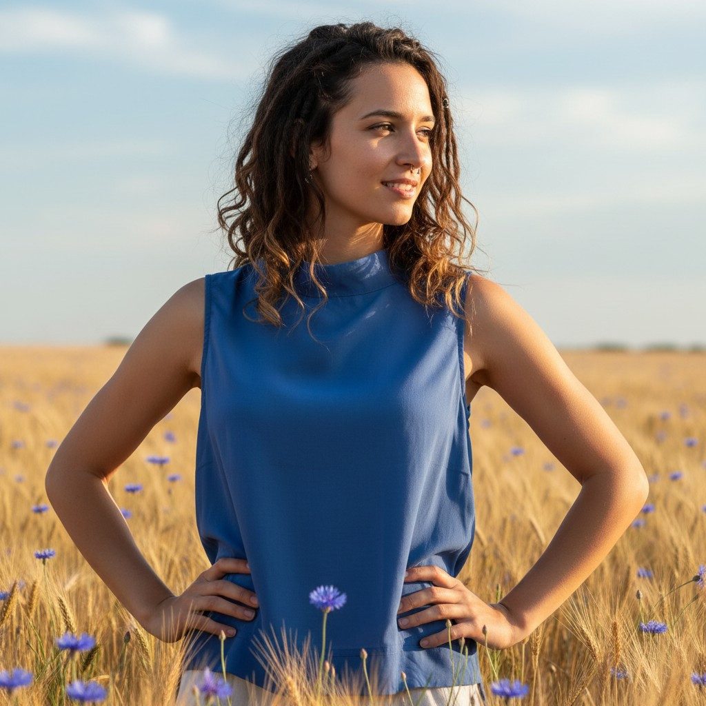 Guru-Shop Longbluse Luftiges Boho Blusentop, Basic Sommertop - blau alterna günstig online kaufen