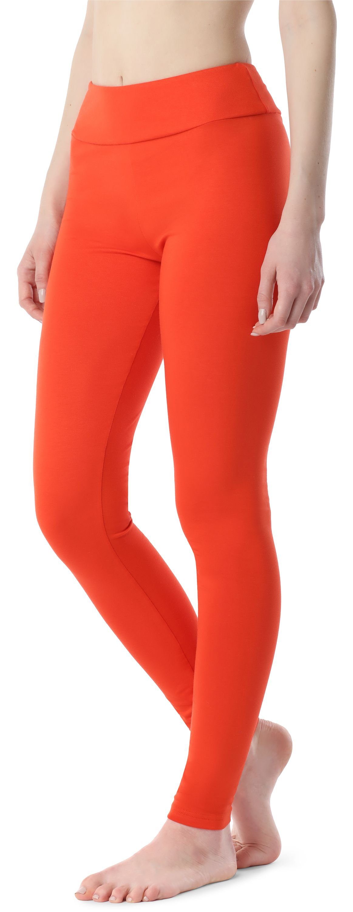elastischer Lange (1-tlg) Orange Damen Merry Bund Leggings MS10-429 Style Baumwolle aus Leggings