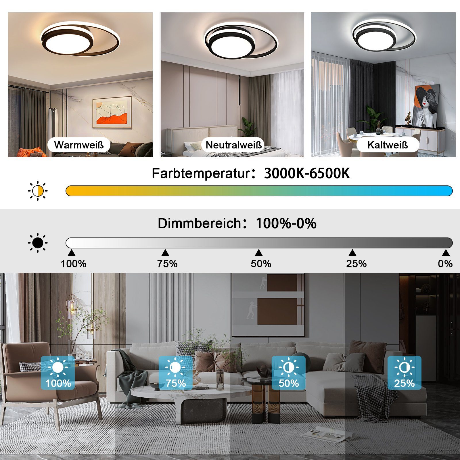 Nettlife LED Deckenleuchte Wohnzimmer Sternnenhimmel 56W günstig online kaufen